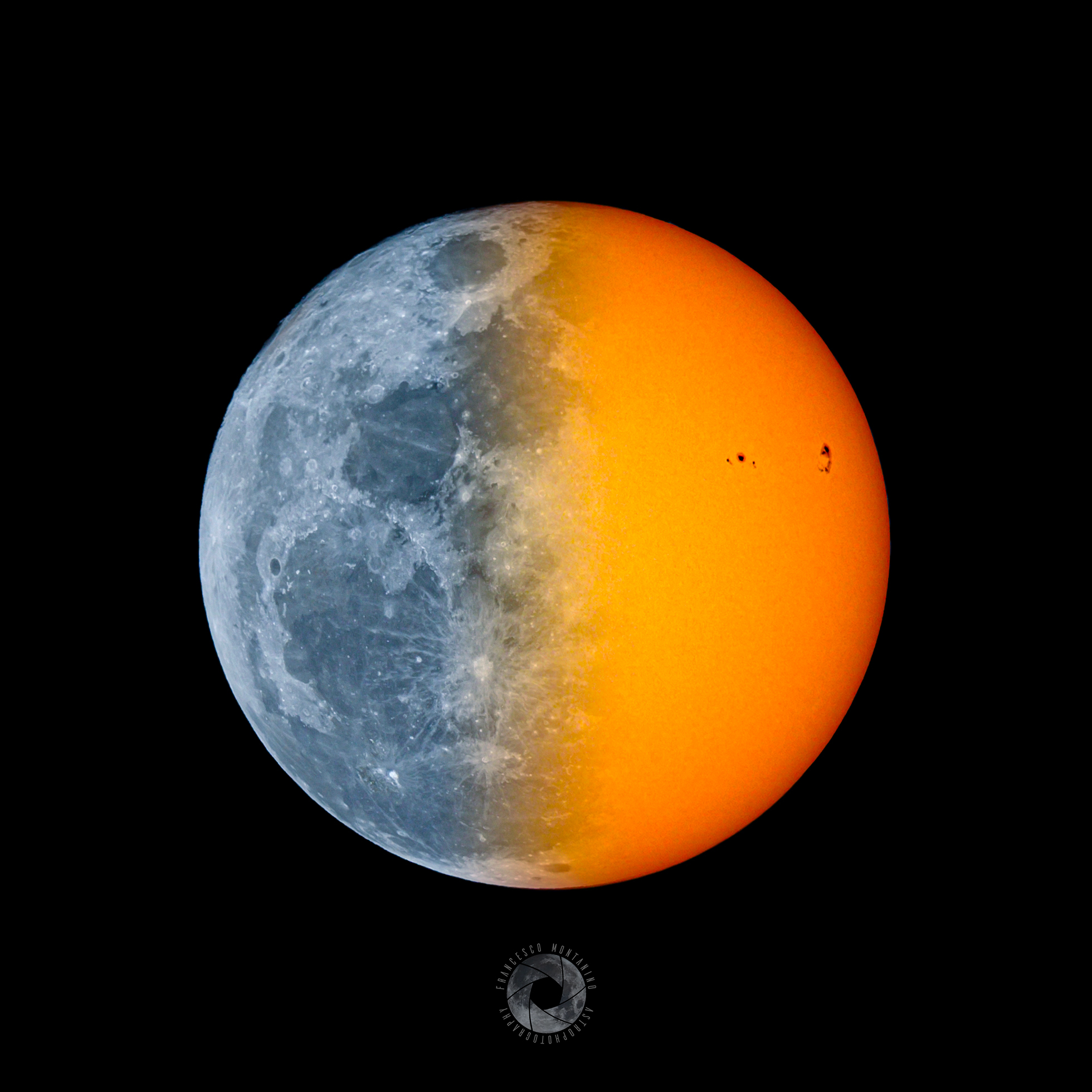 Artistic union moon and sun photos