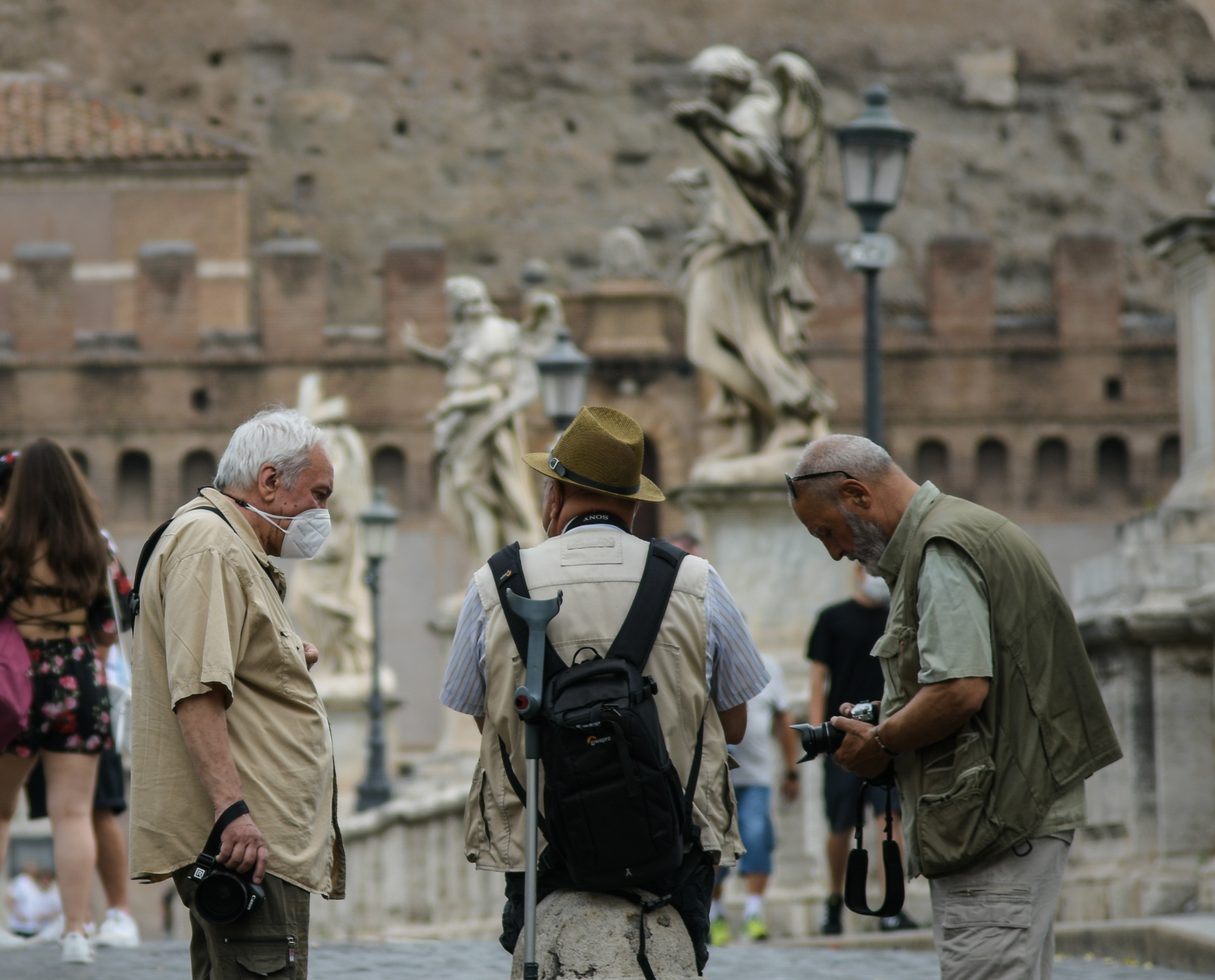 Peppe, Grandfather Baker and Raf at Castel Sant'Angelo