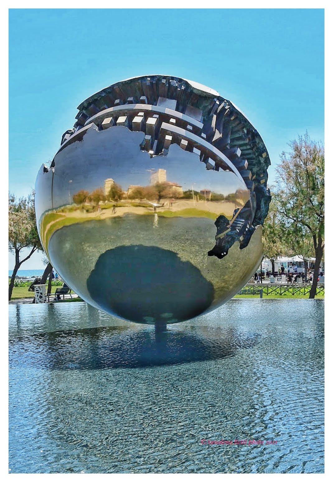 Sculpture by Arnaldo Pomodoro on the seafront of Pesaro