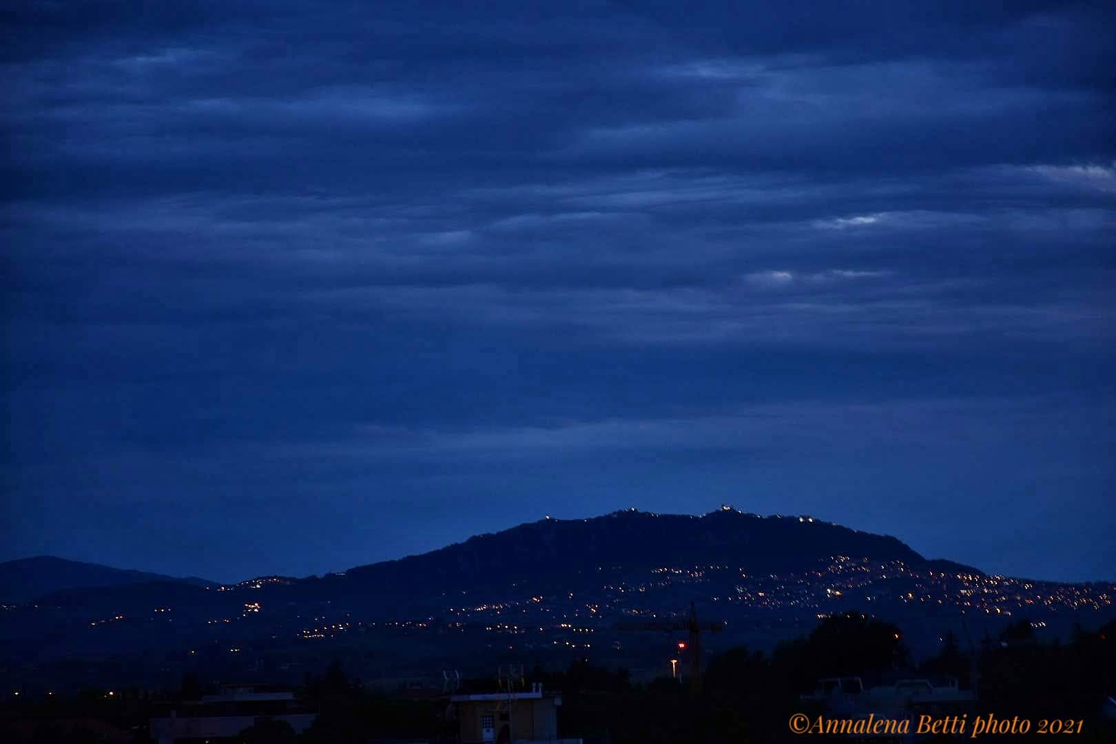 View of Mount Titano with San Marino da Riccione in pr