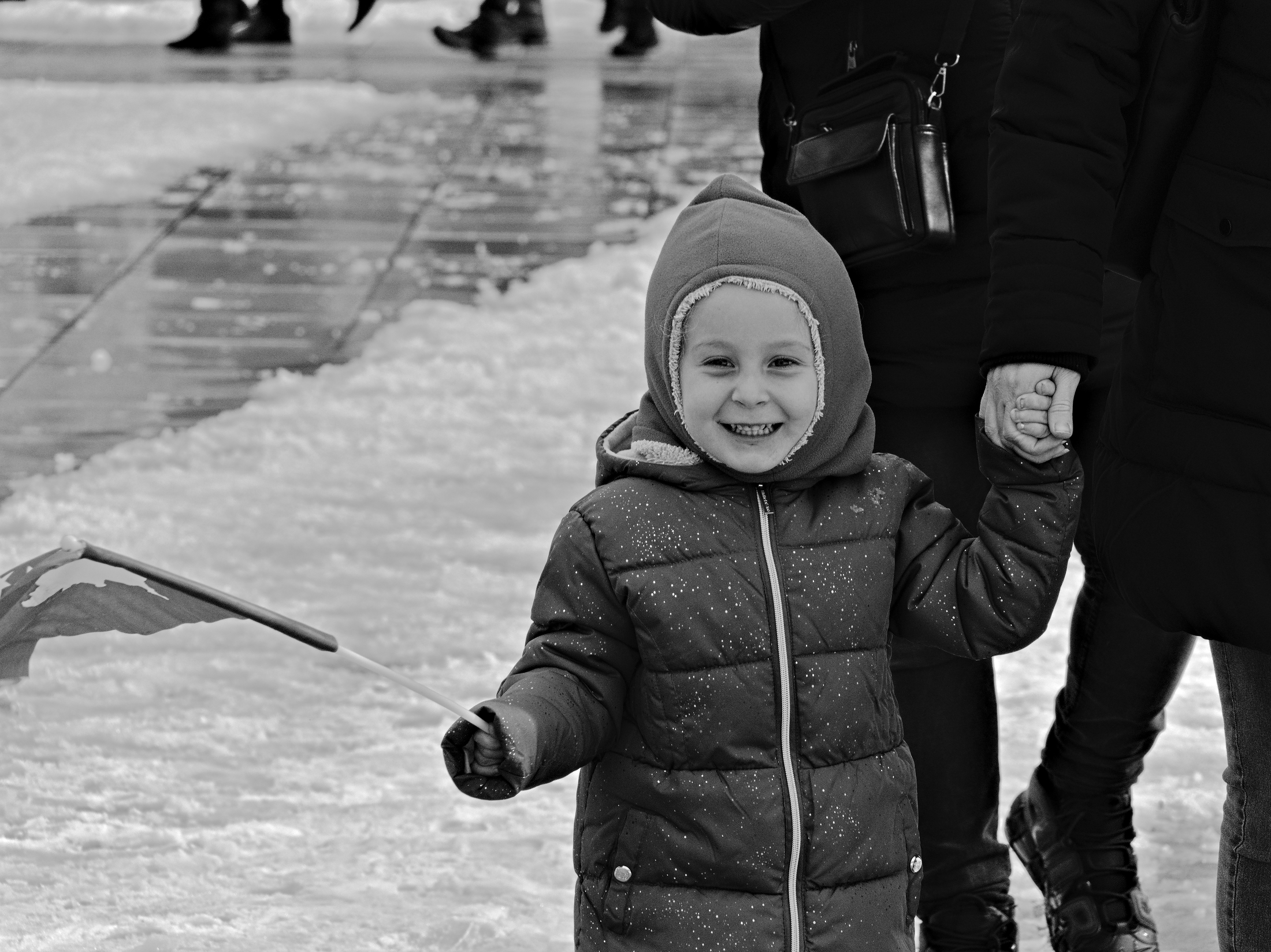 Kid enjoys the national day of Kosovo, Prishtina