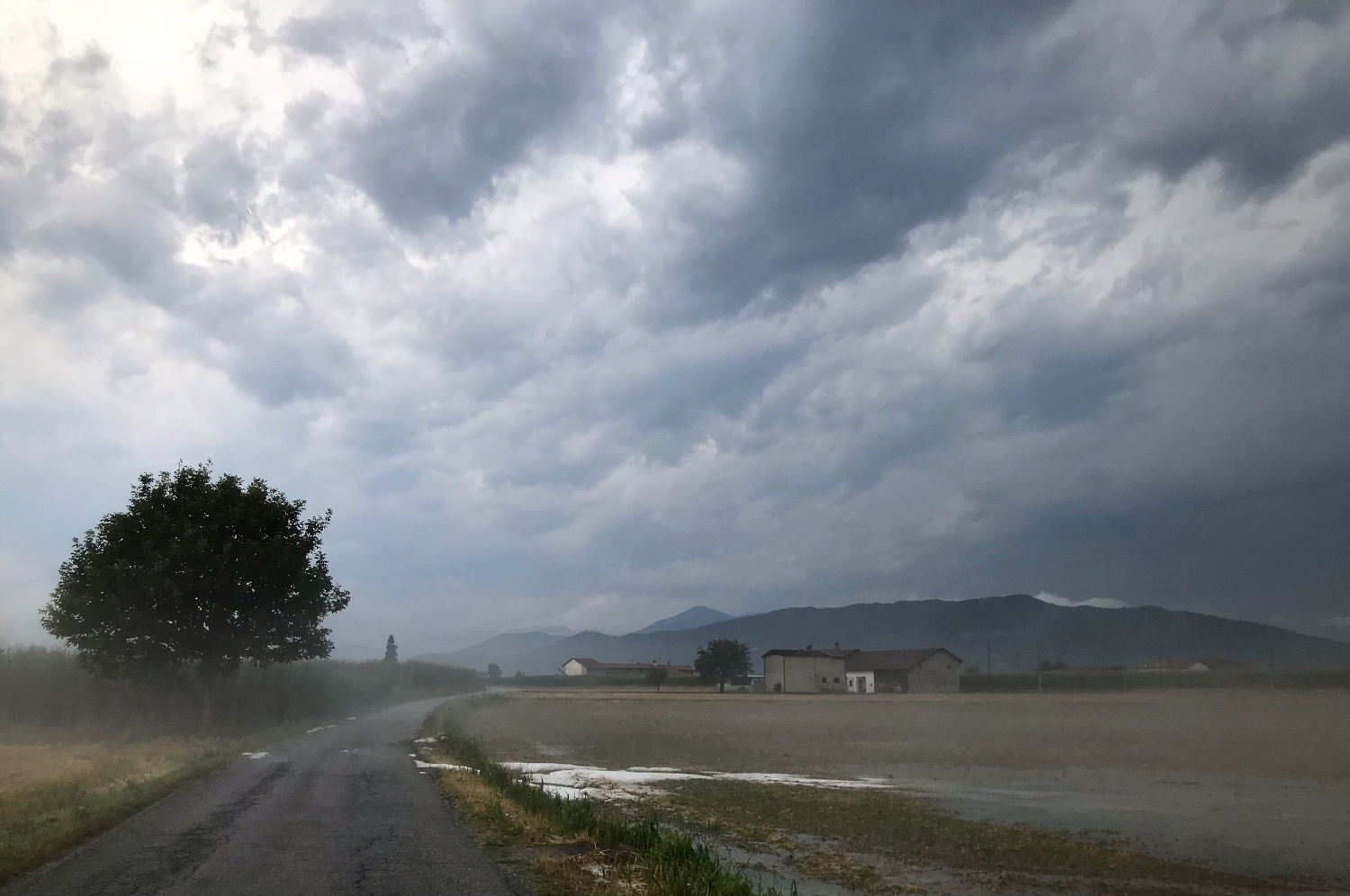 Low fog at the end of hailstorm