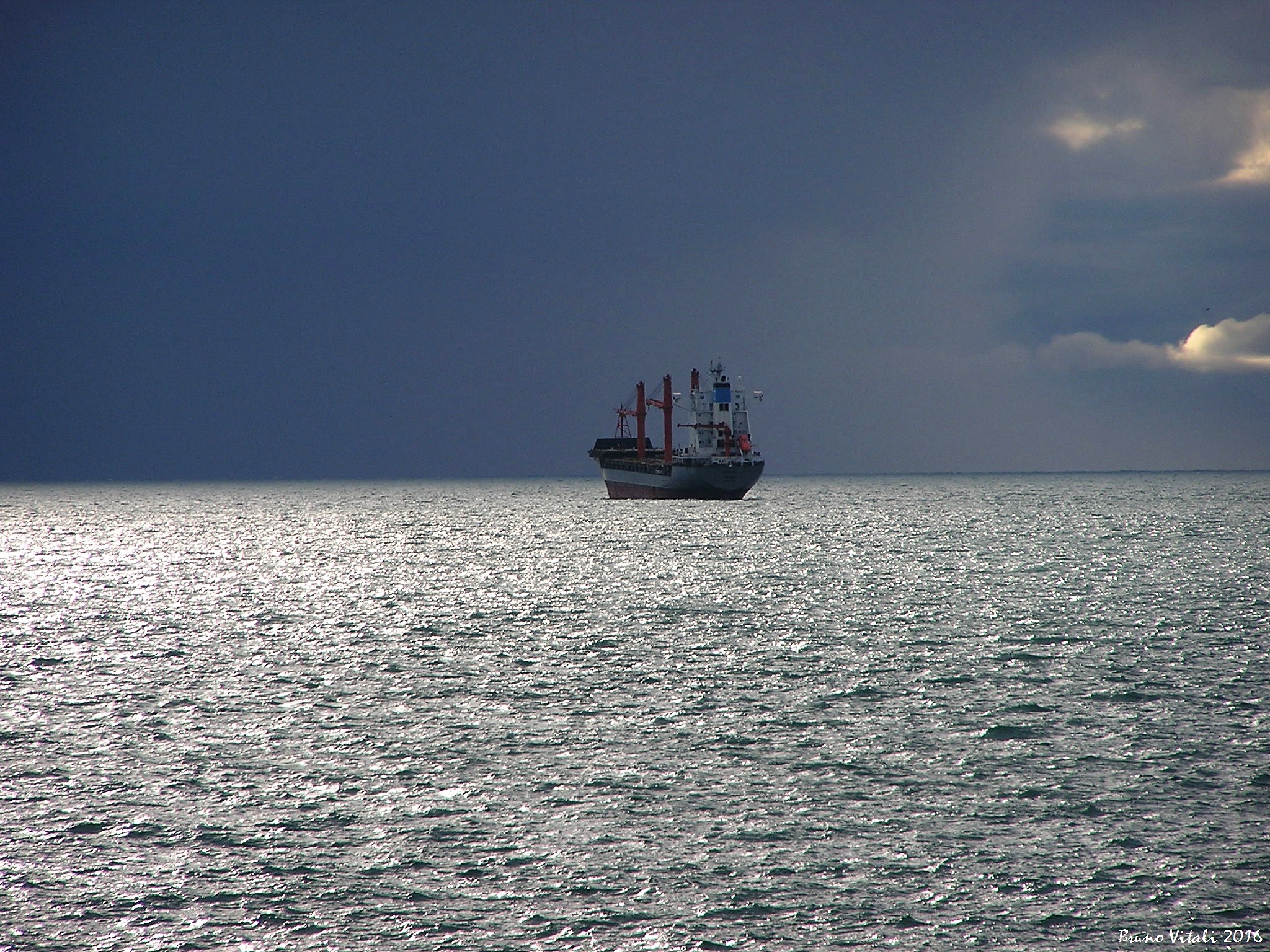 A ship on the horizon in Nervi