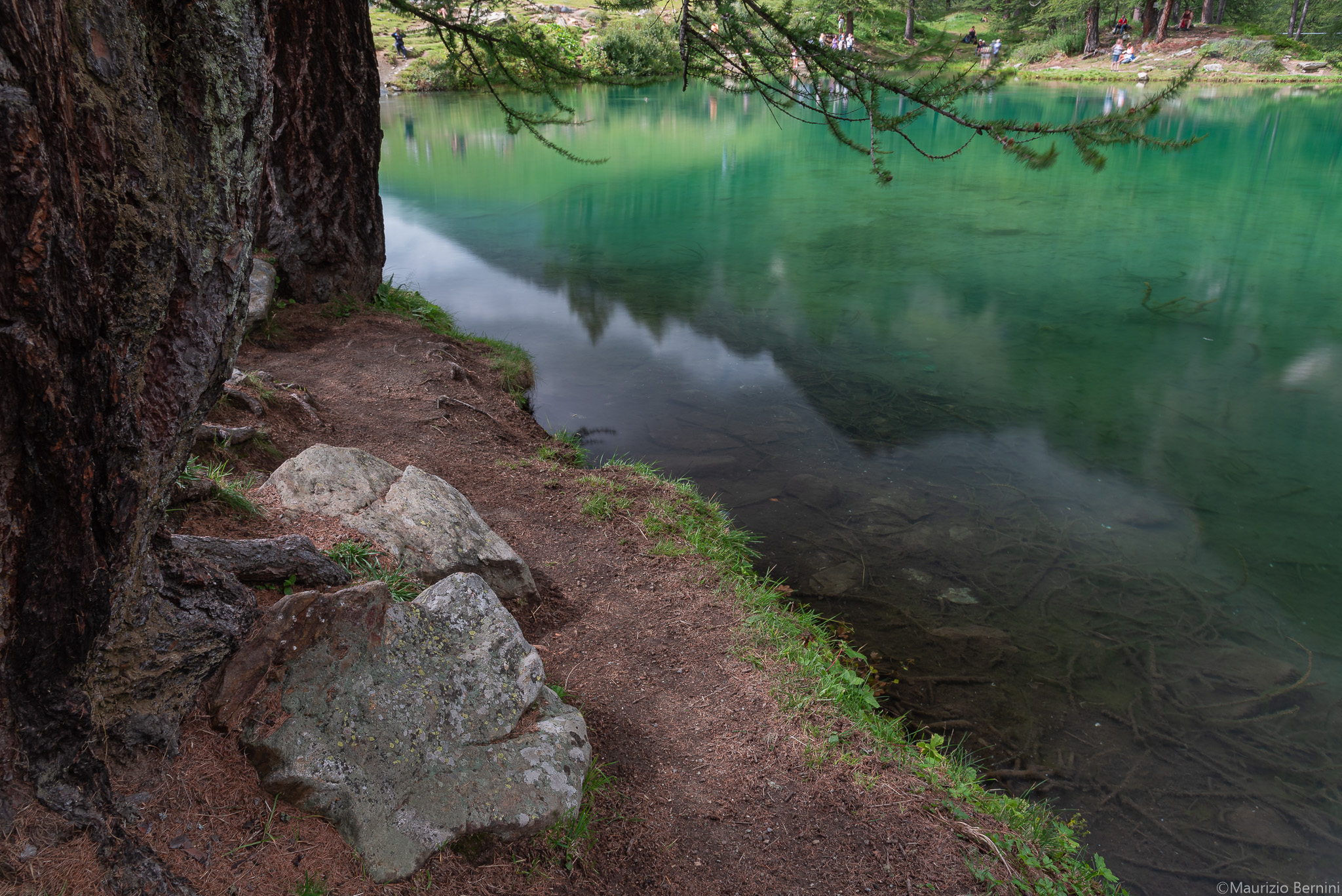 Glimpse of blue lake