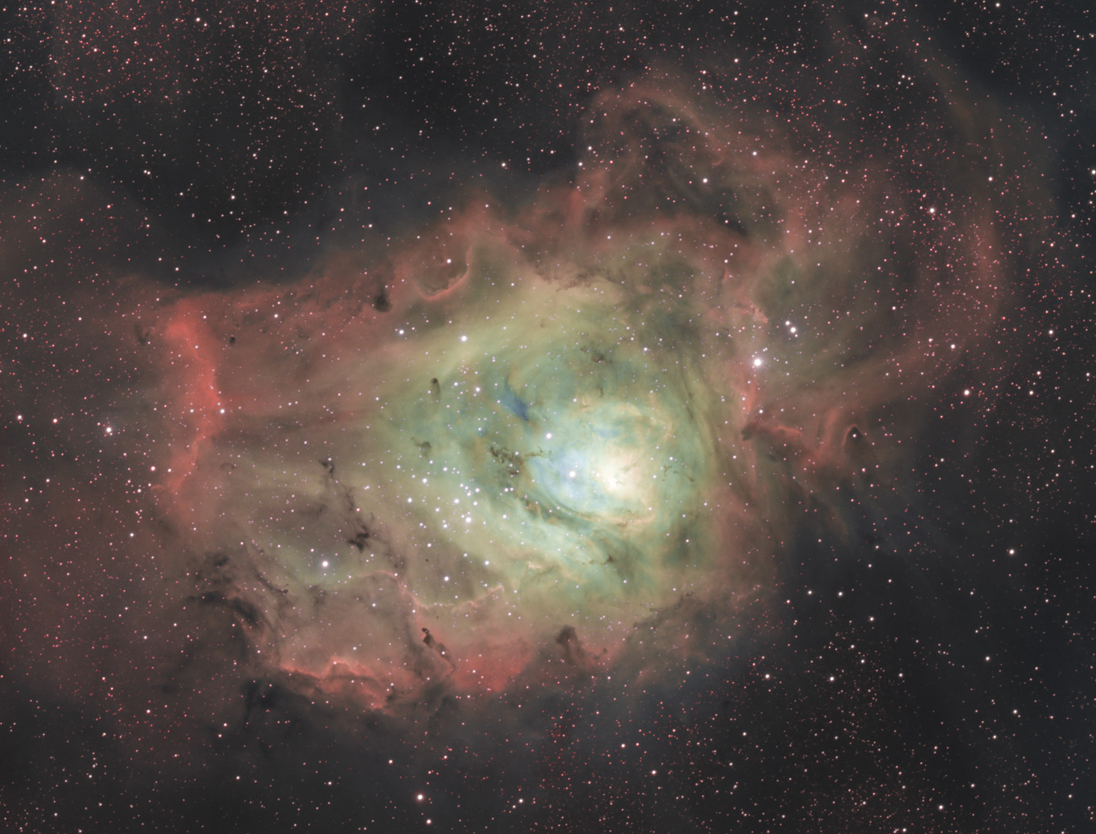 Nebulosa Laguna in Hubble Palette