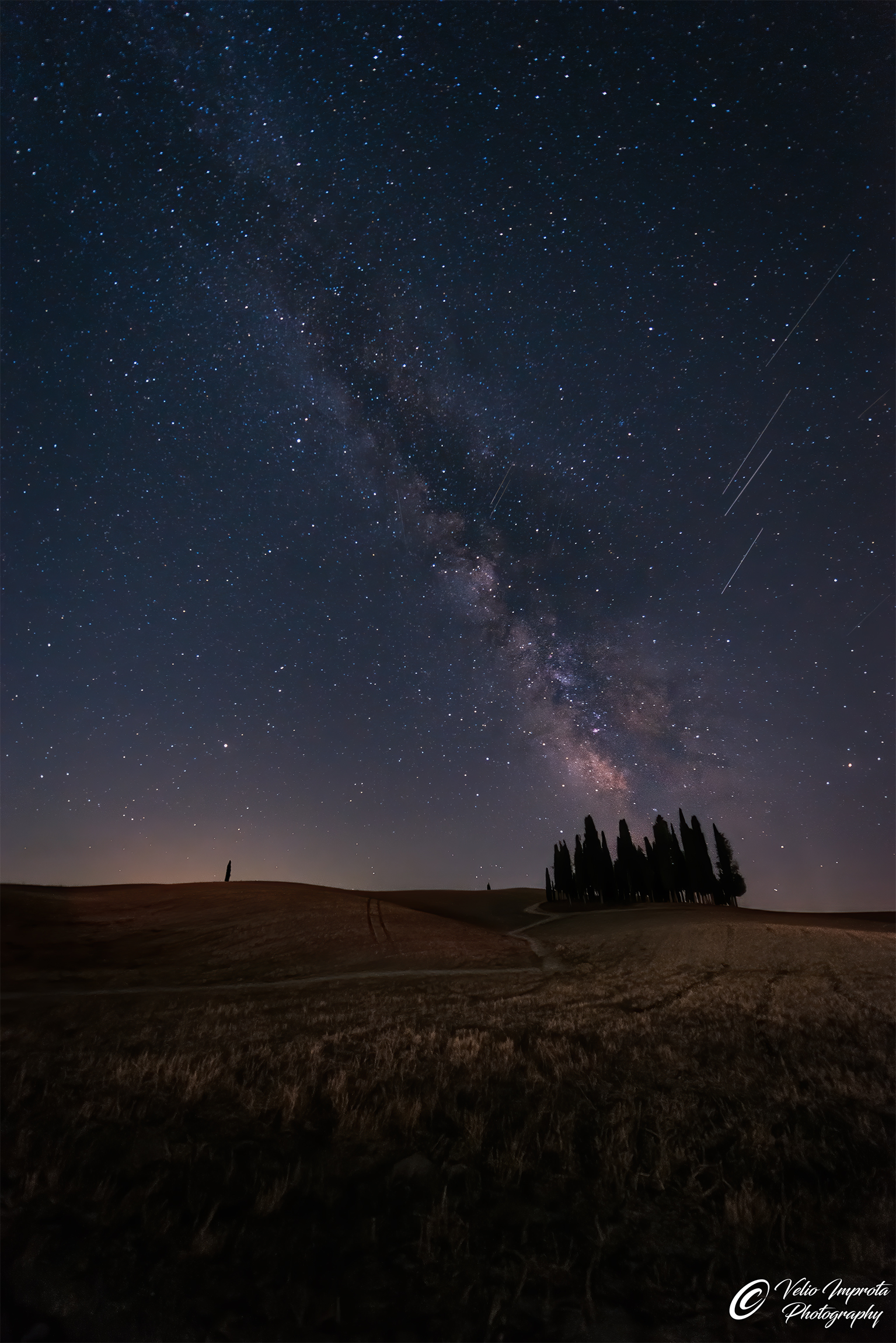Cypresses, meteors and the galaxy