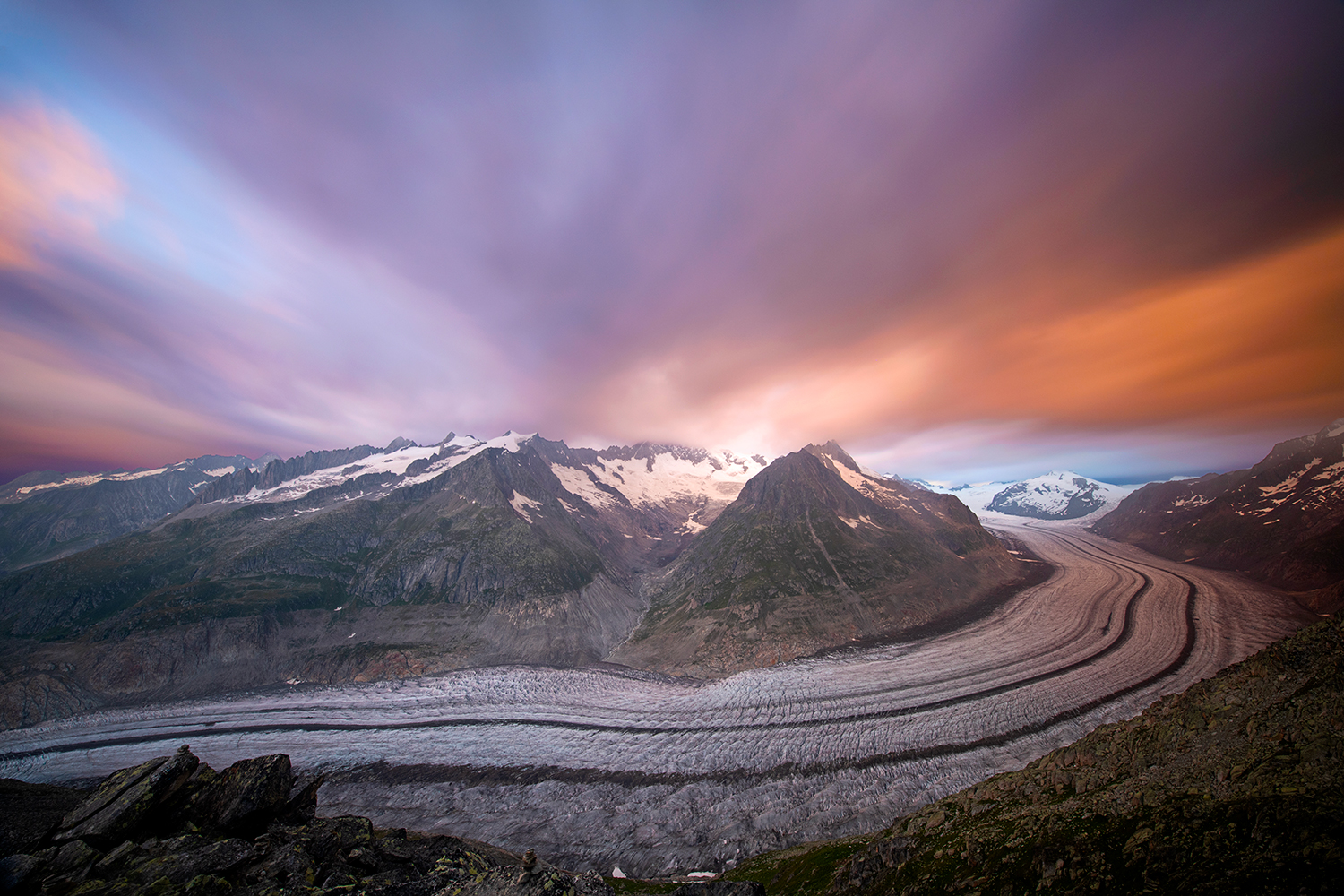 Alba al Ghiaccio dell'Atetsch dopo la tempesta