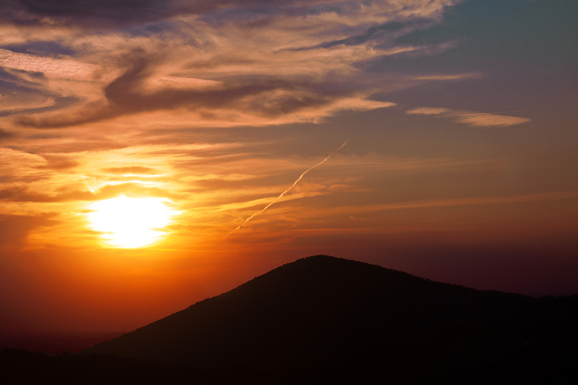 Sunset over the Euganean Hills.