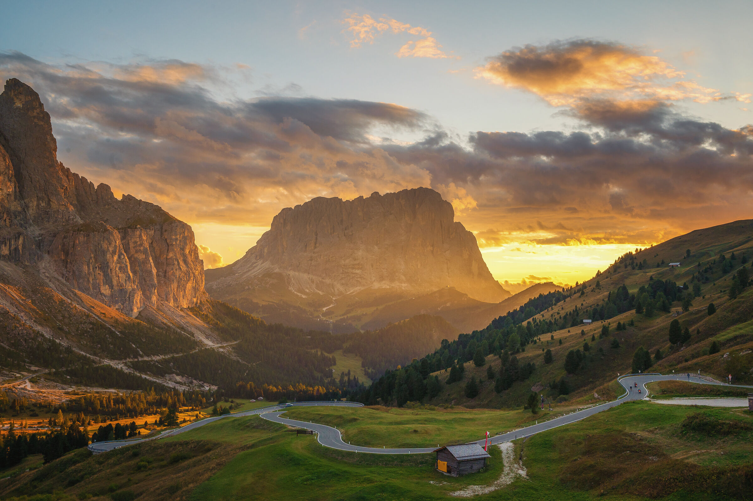 Sunset at Passo Gardena