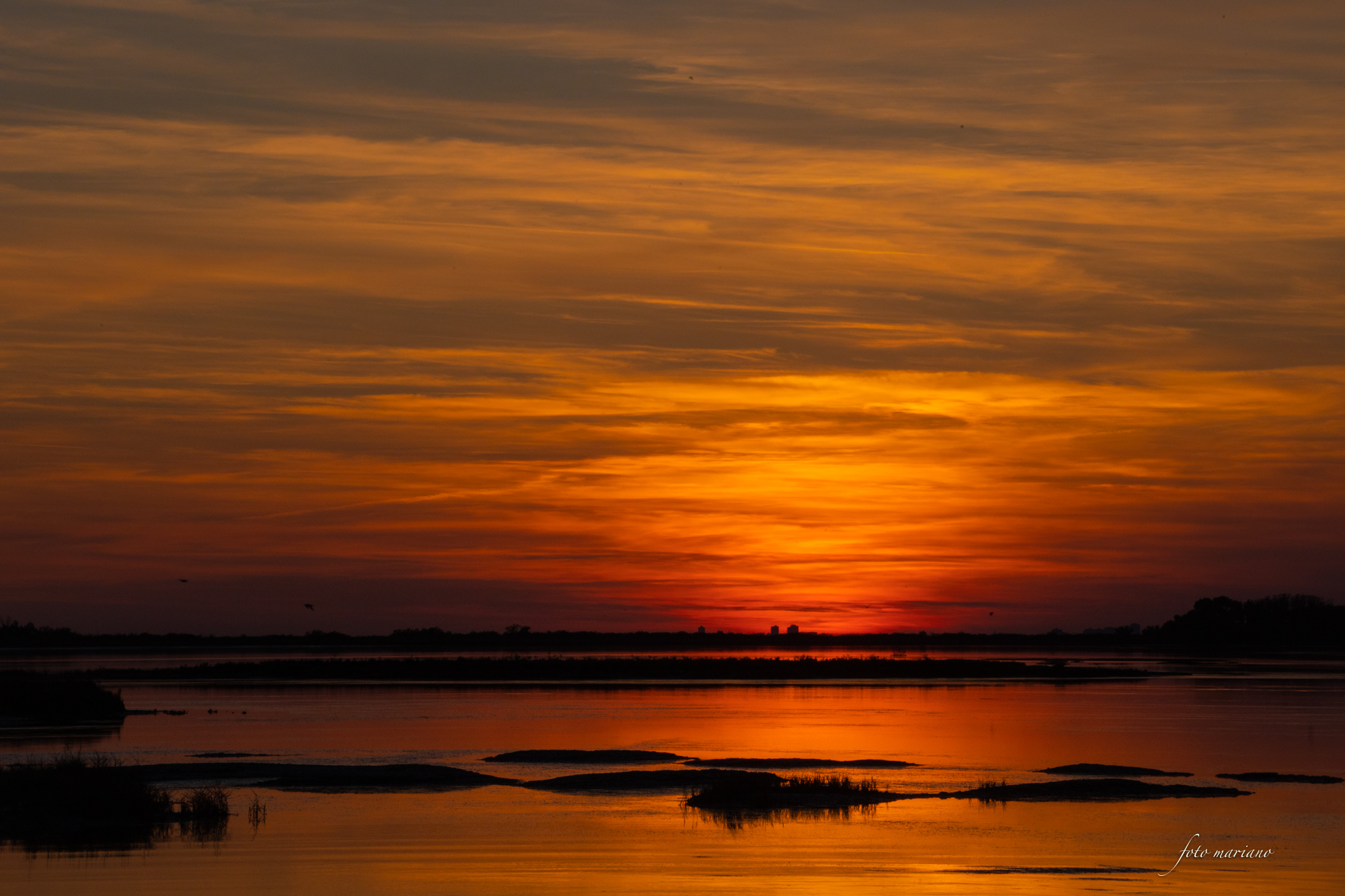 sunset in the lagoon in Grado