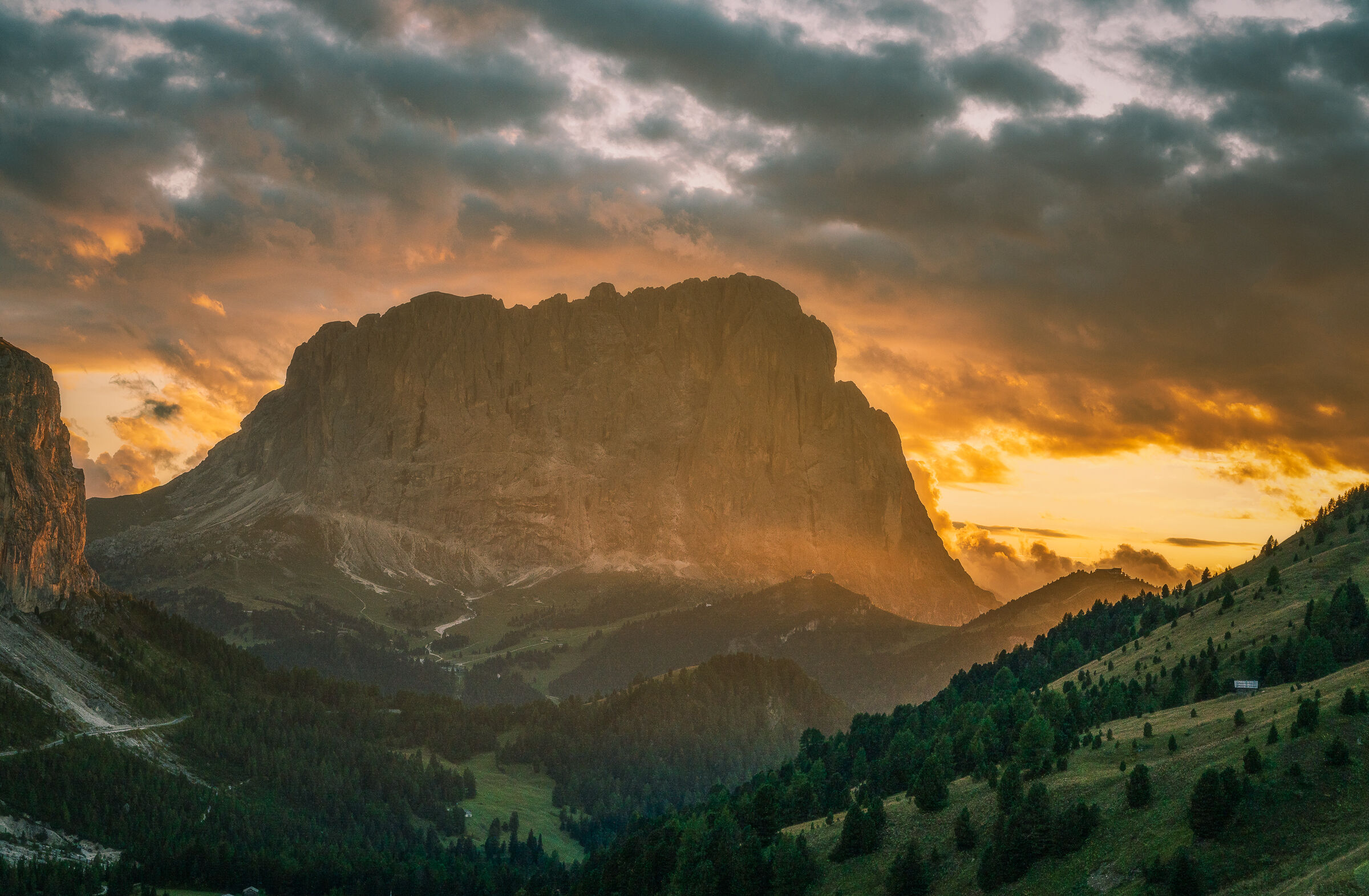 Sunset on the Sassolungo
