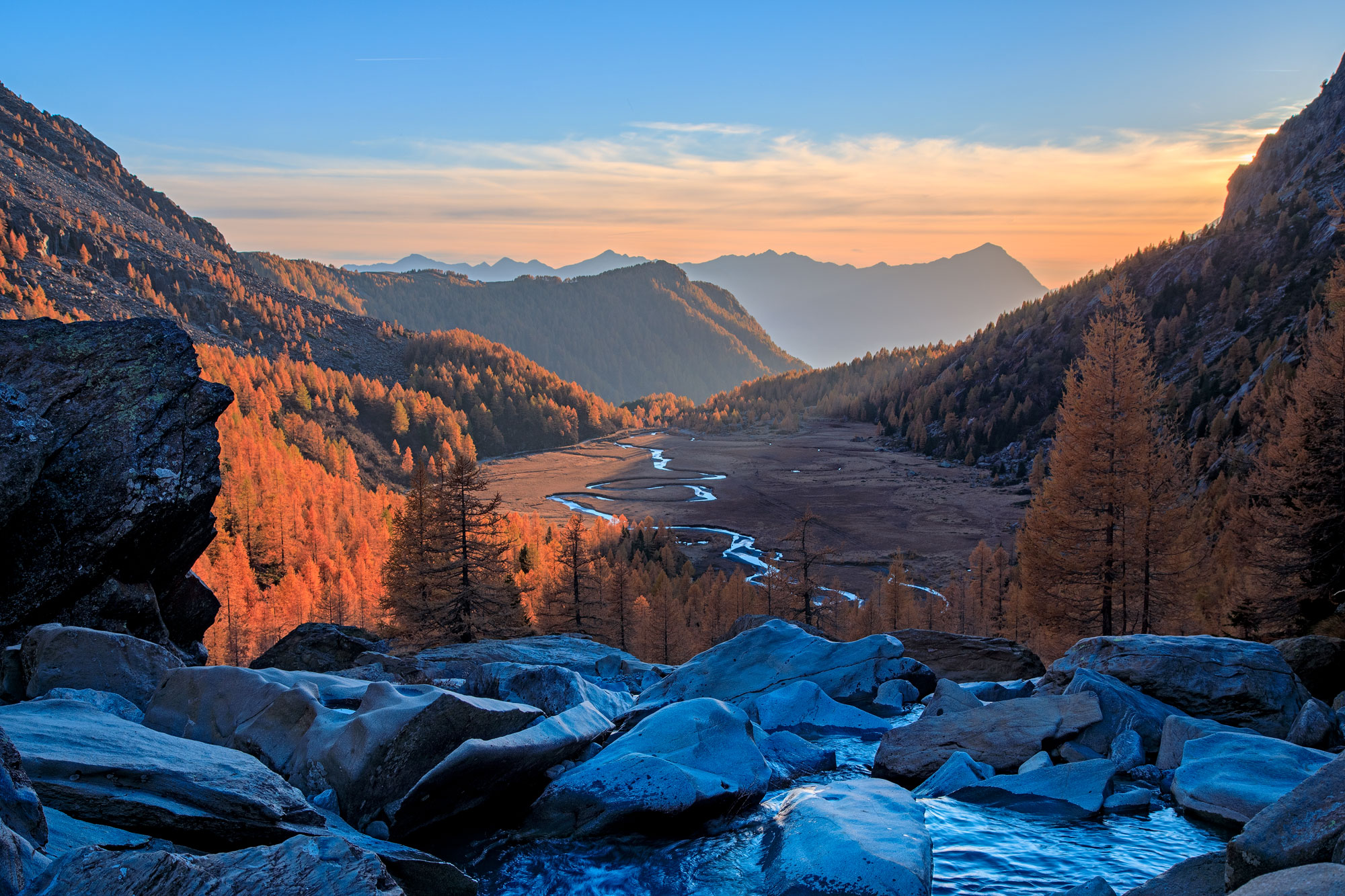 Tramonto in valle Preda Rossa