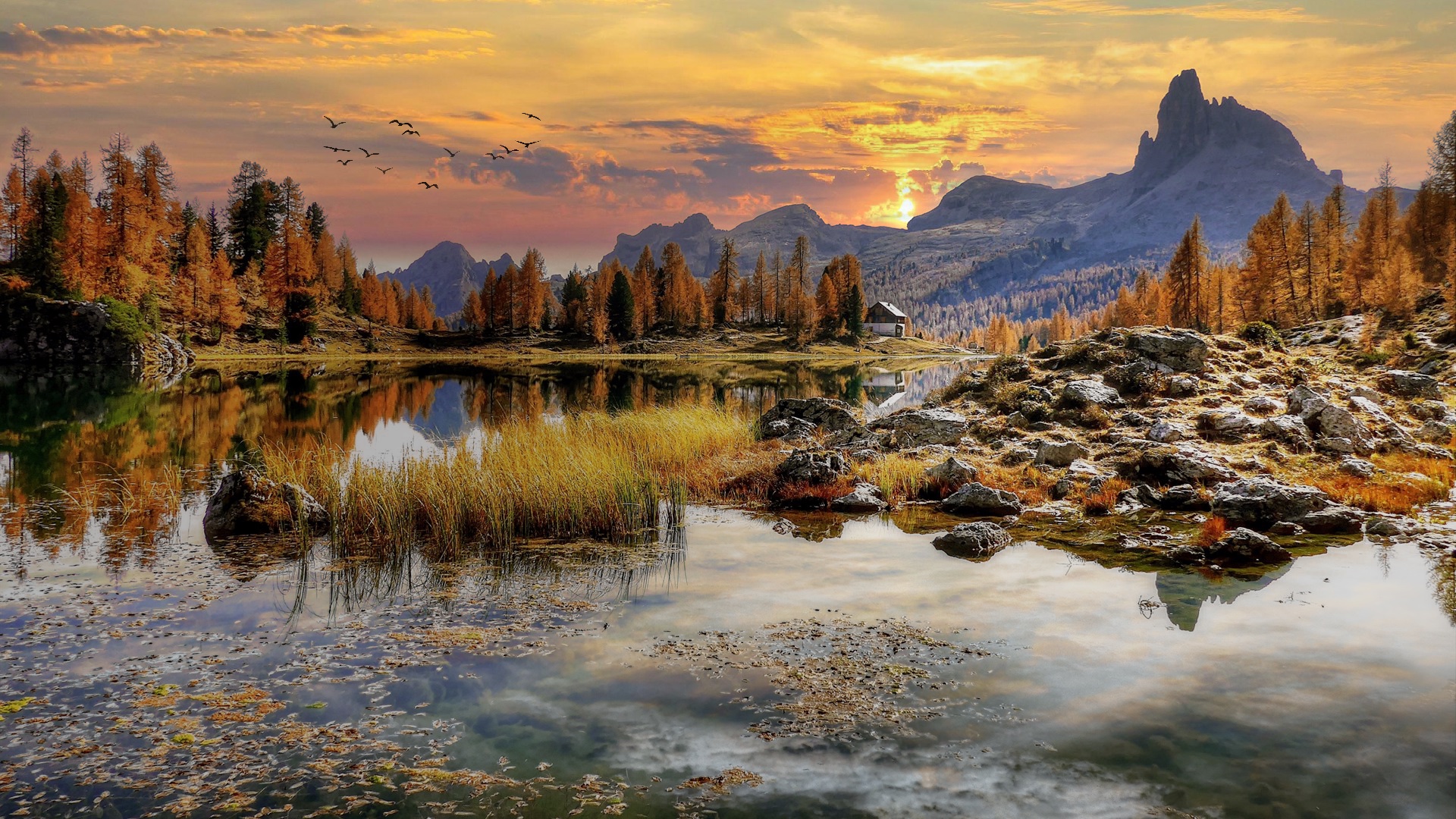 Sunset over the lake