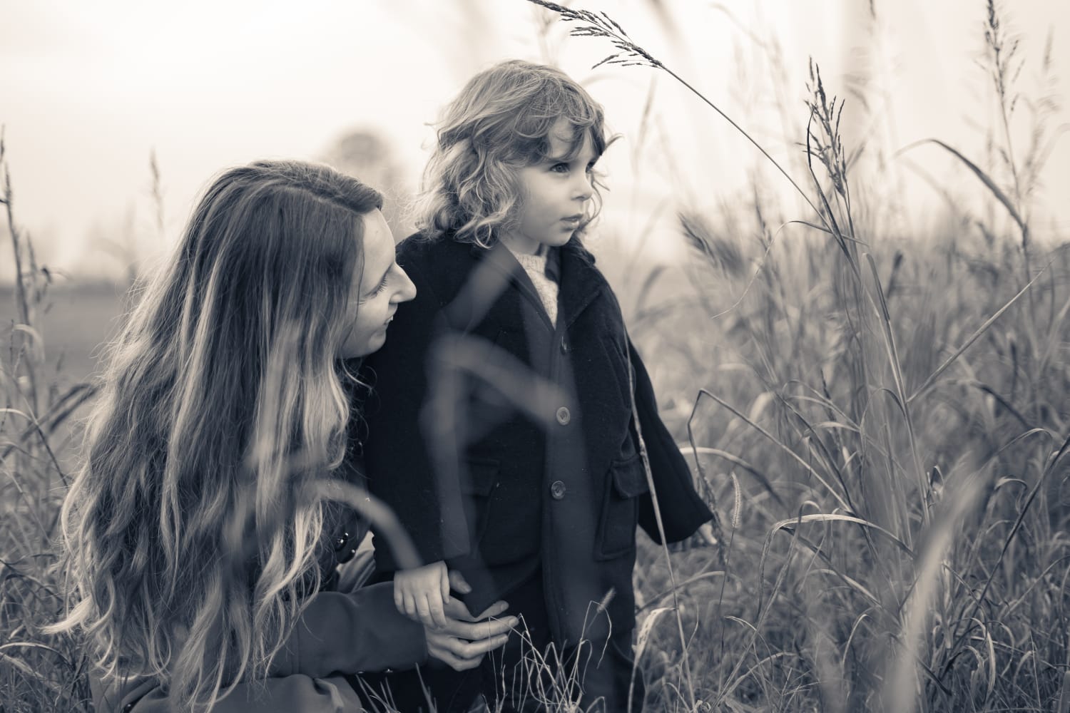 Mom & son - Black & white