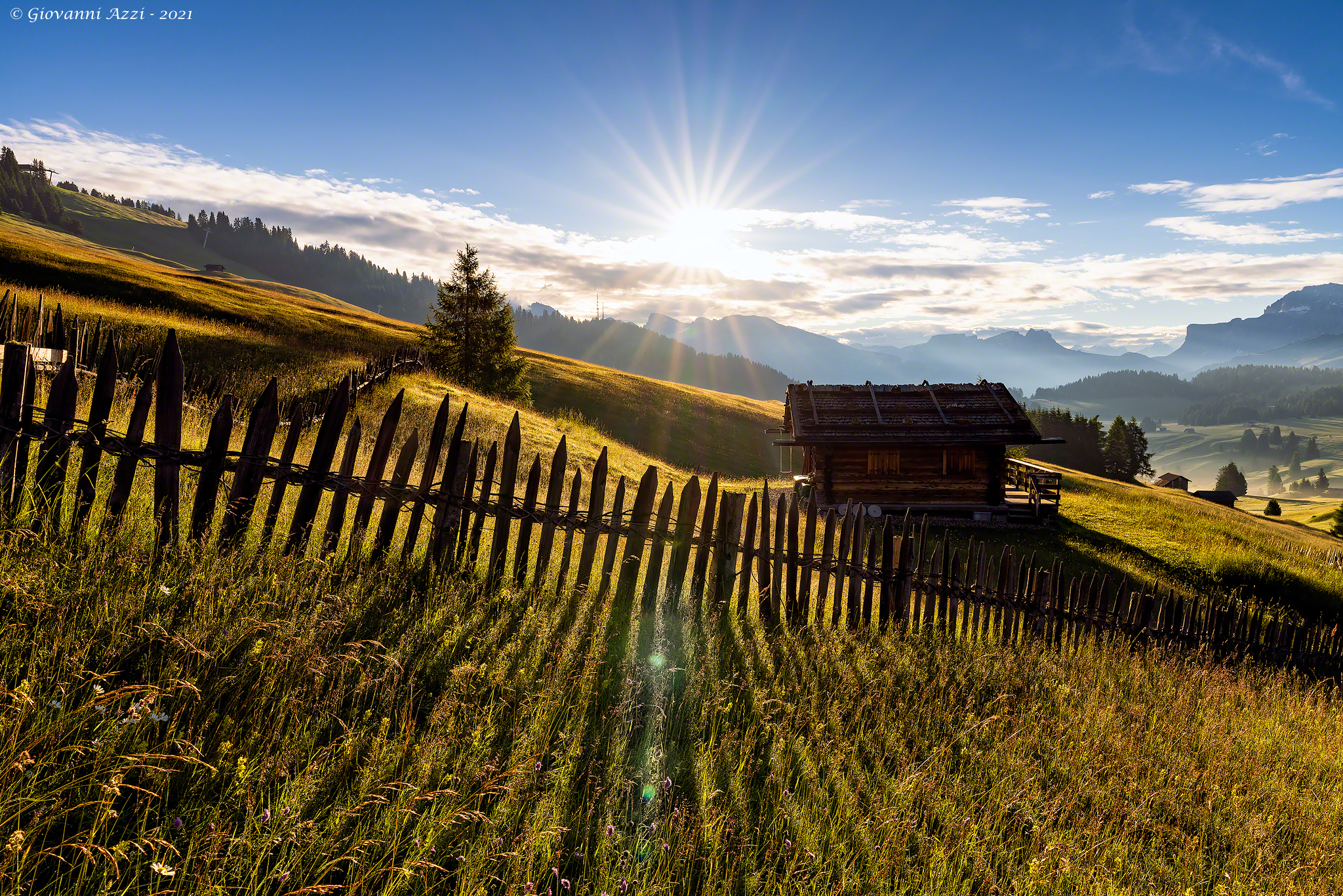 First rays on the Alpe di Siusi