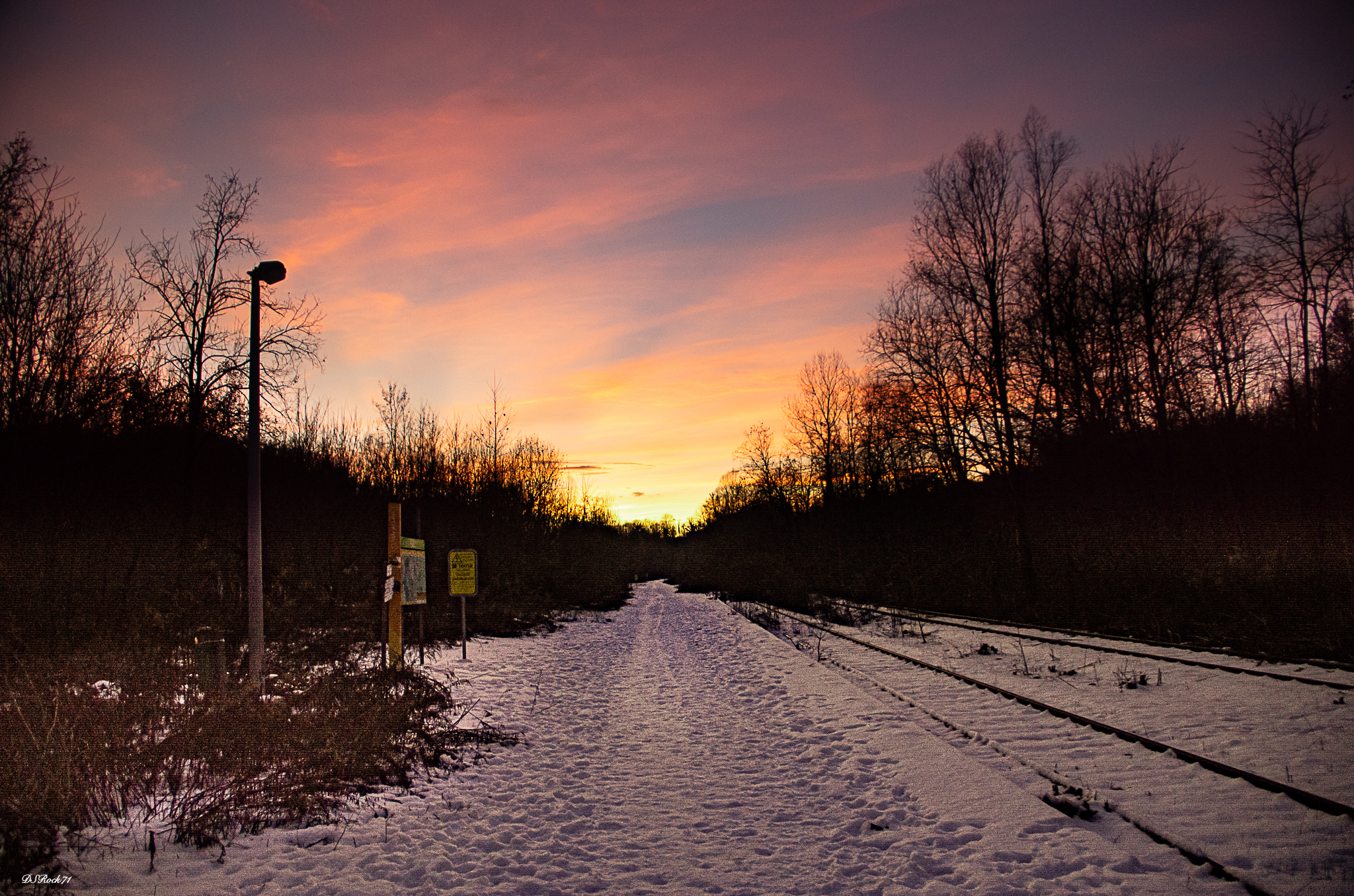 sunset on the old railway