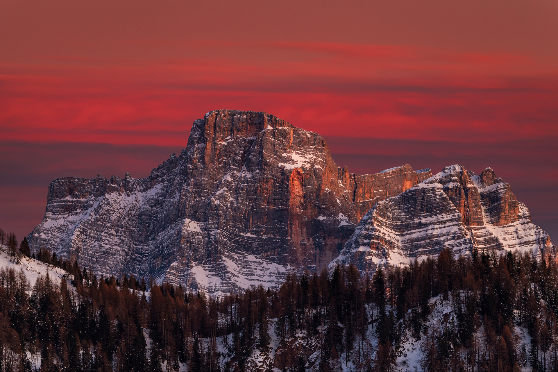 sunset on Mount Pelmo.