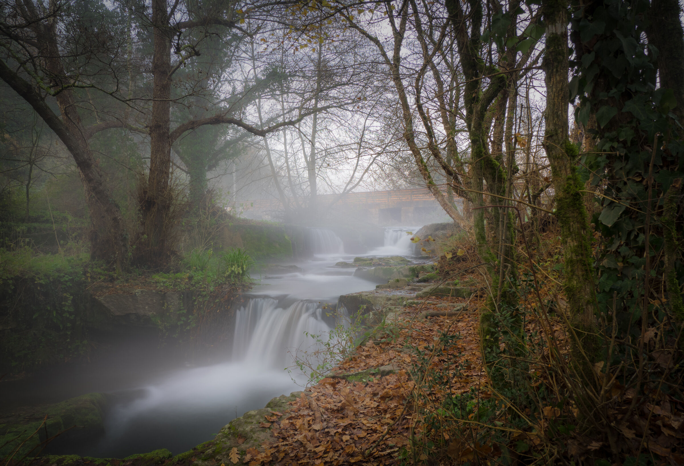 A foggy and cold winter morning at the waterfalls dt