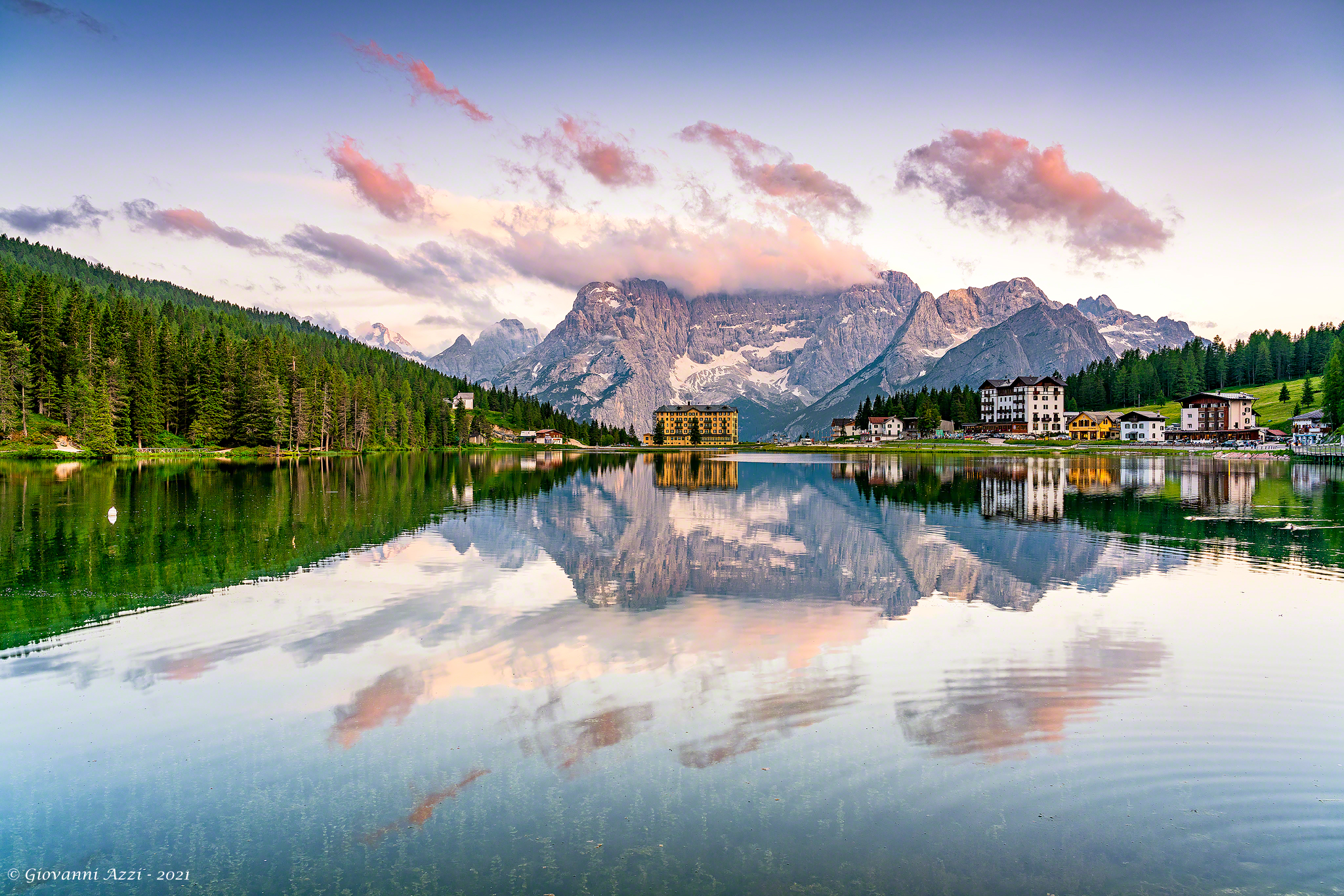 Sunset reflections in Misurina