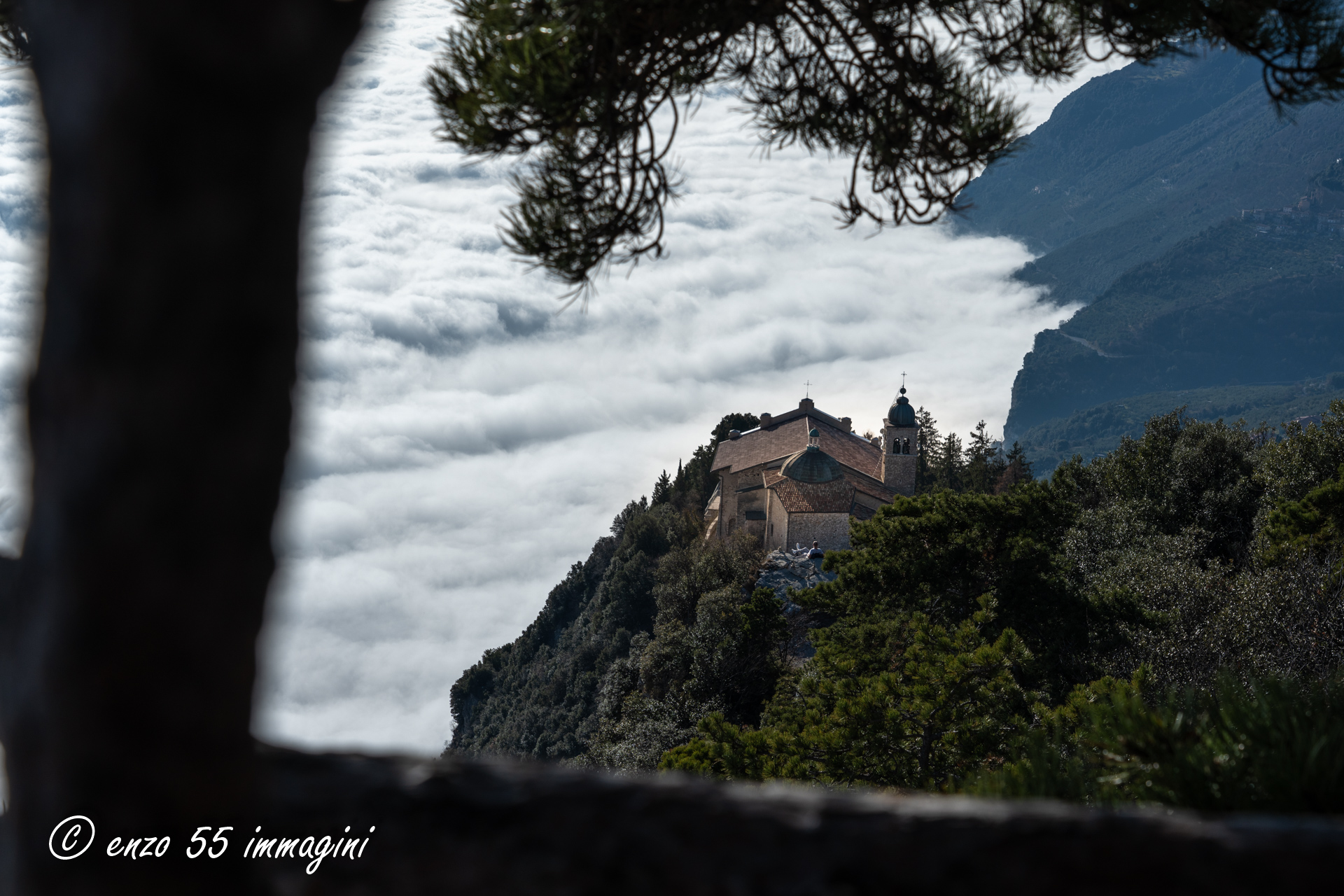 montecastello sanctuary with a "lake" of clouds 1