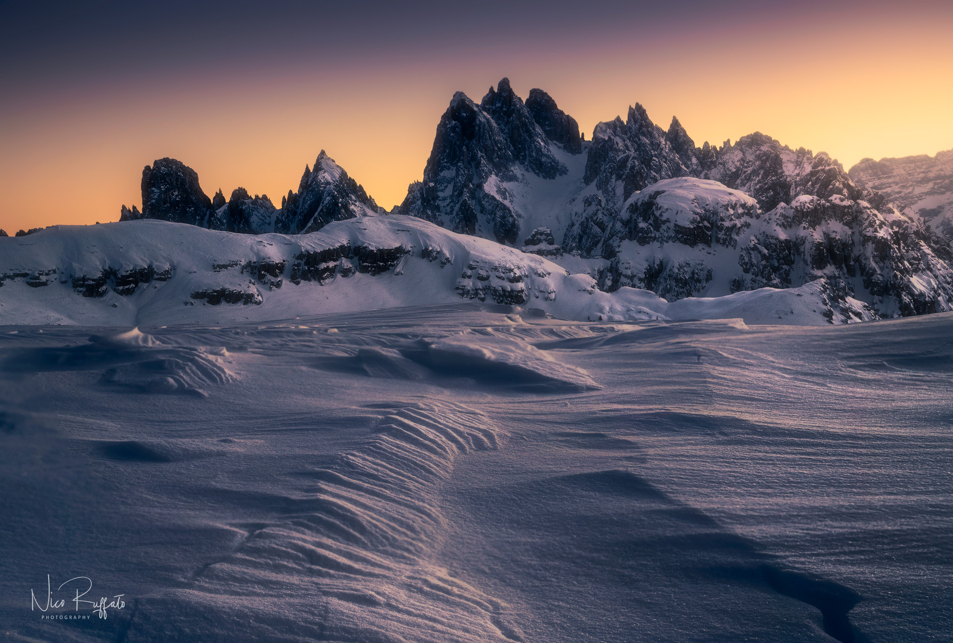 The Cadini at sunset