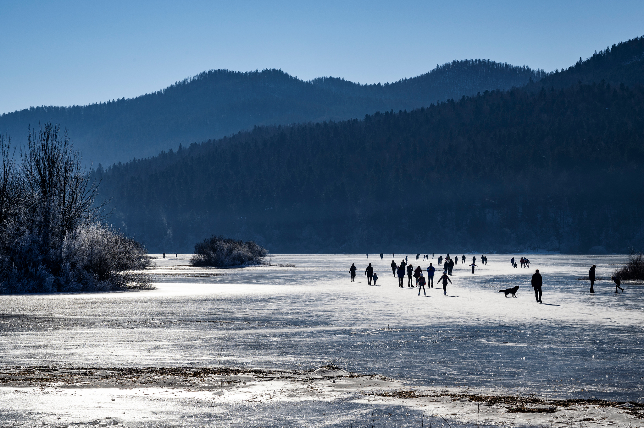 Slovenian lake in the winter's sunday
