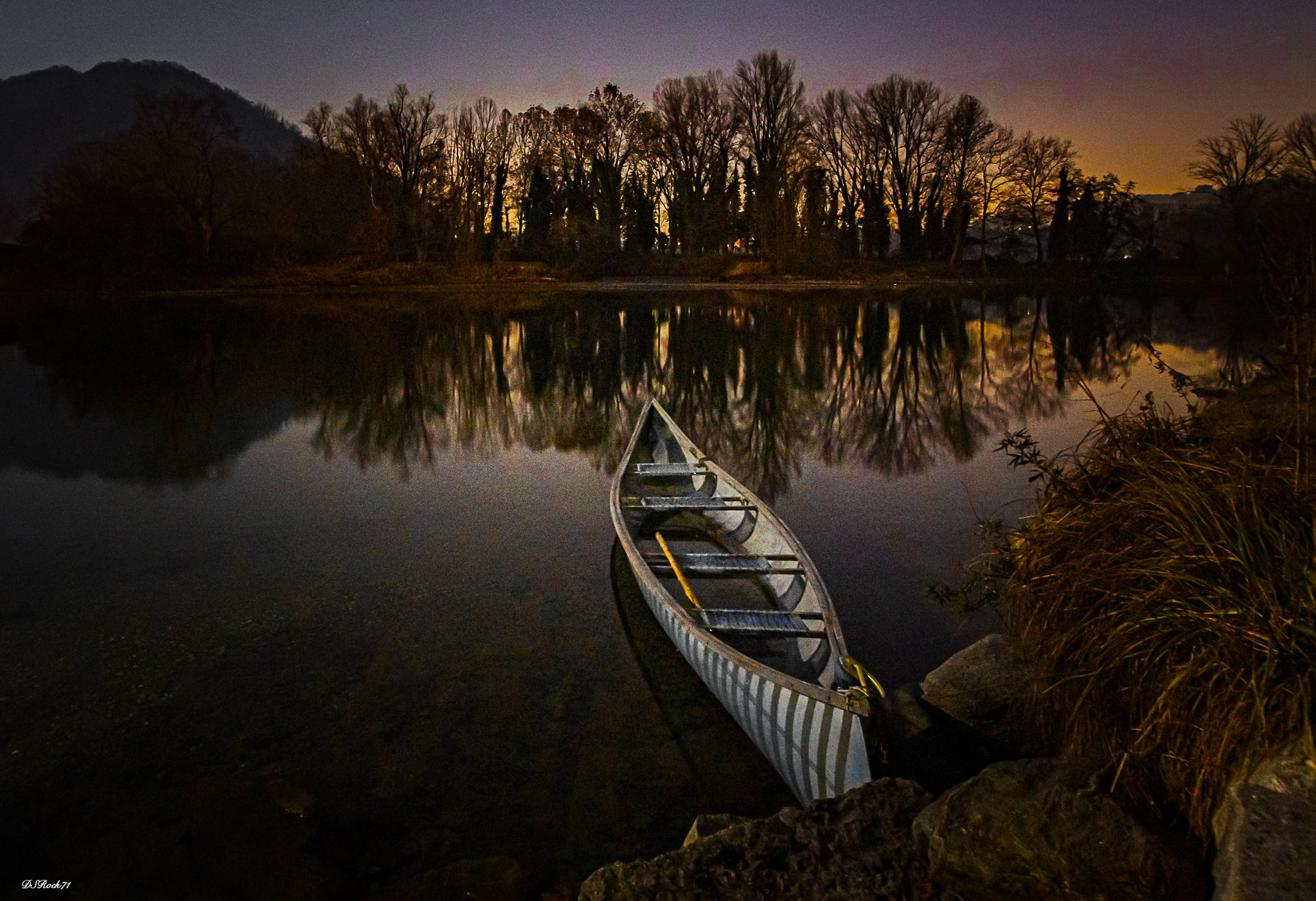 canoeing at dusk