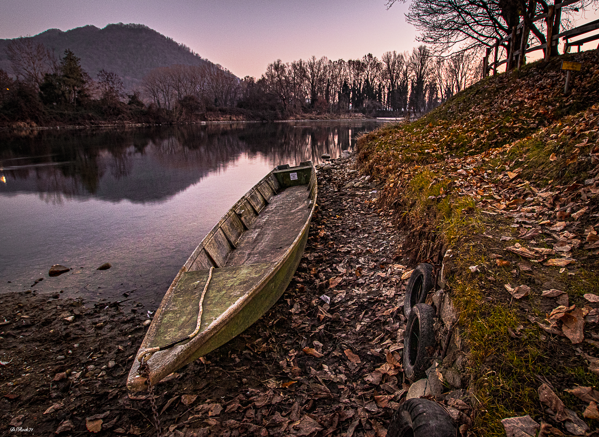 canoeing at dusk