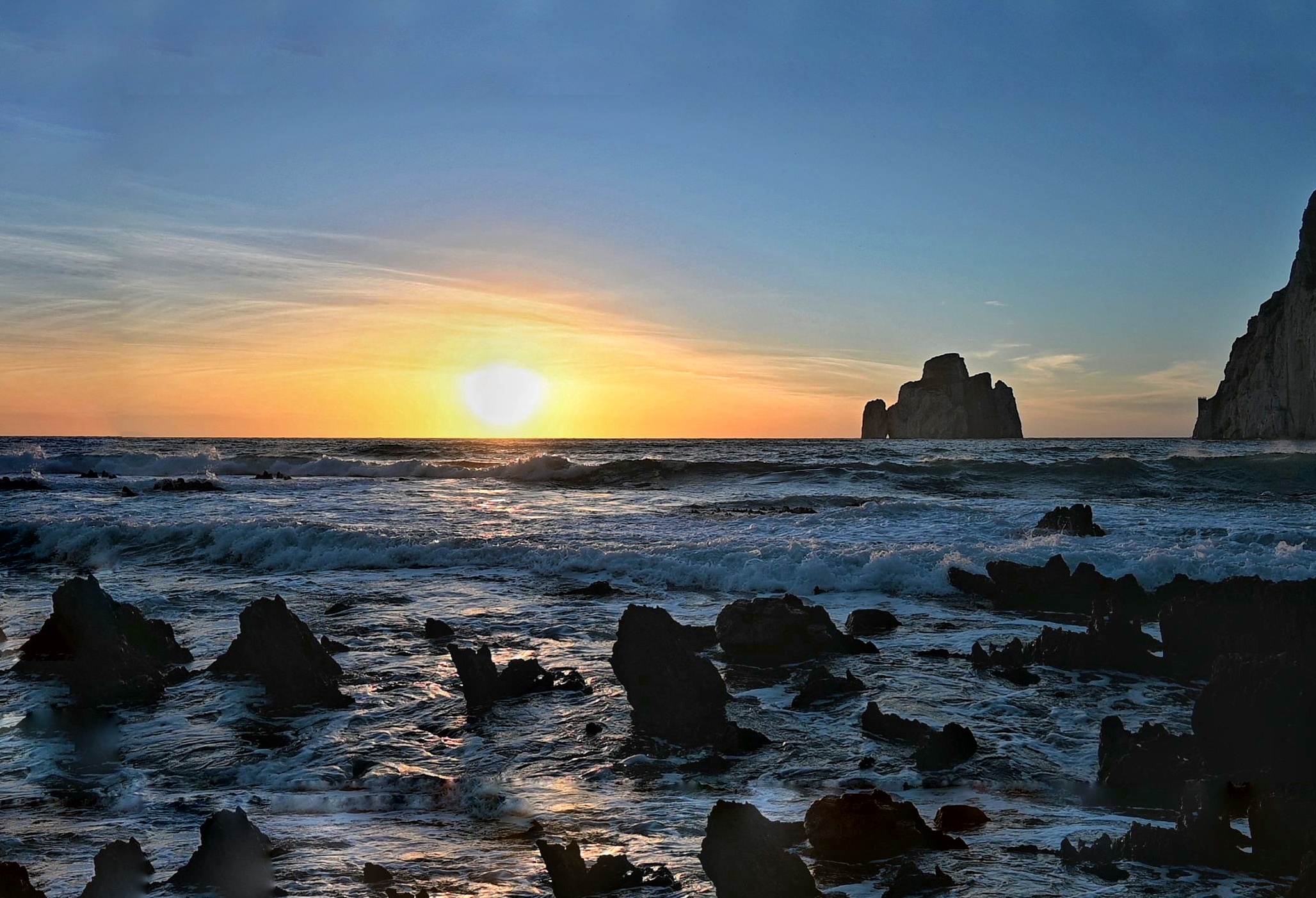 sunset towards the sea