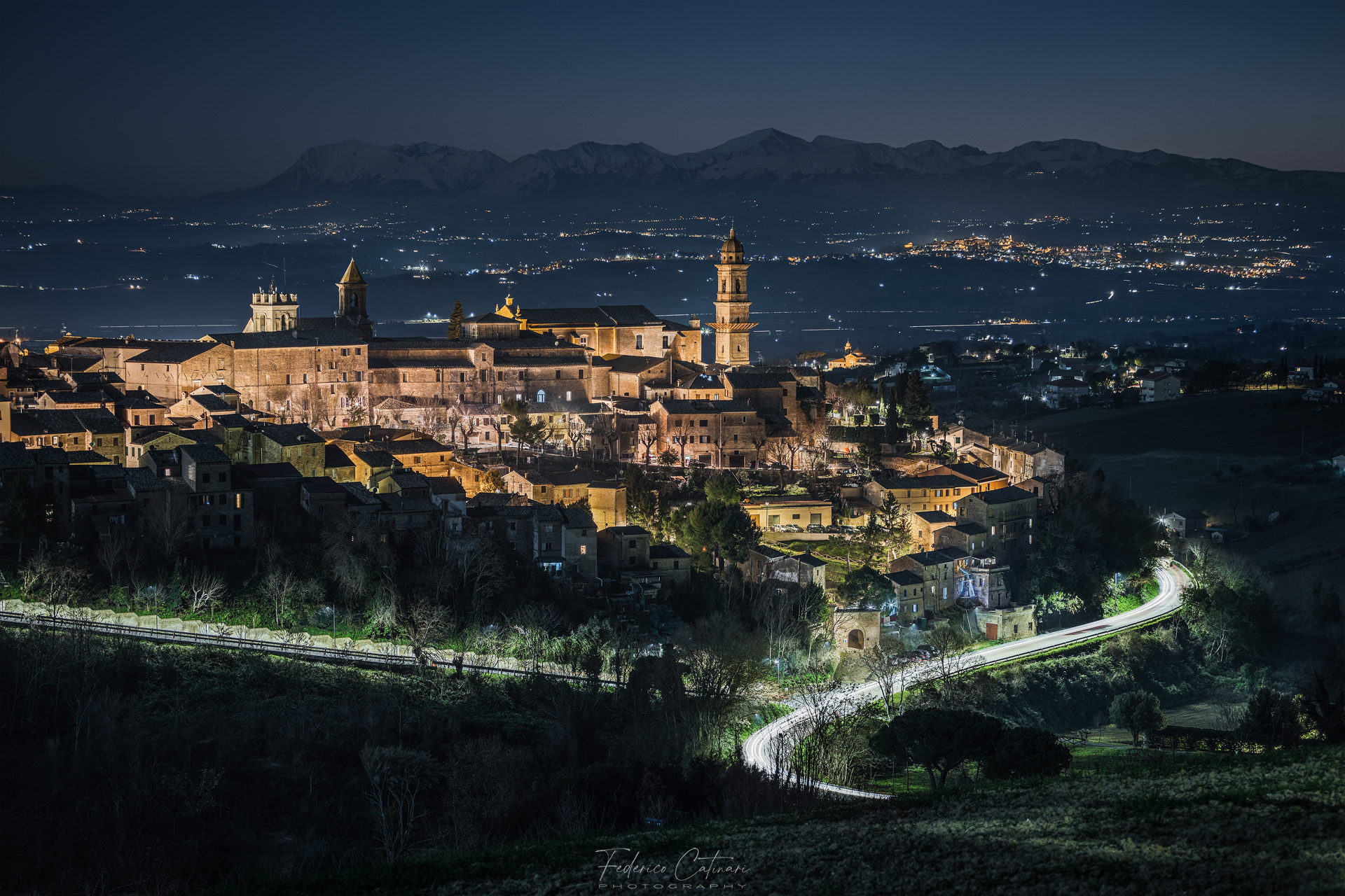 Morrovalle (MC) and the Sibillini Mountains in the backgroun...