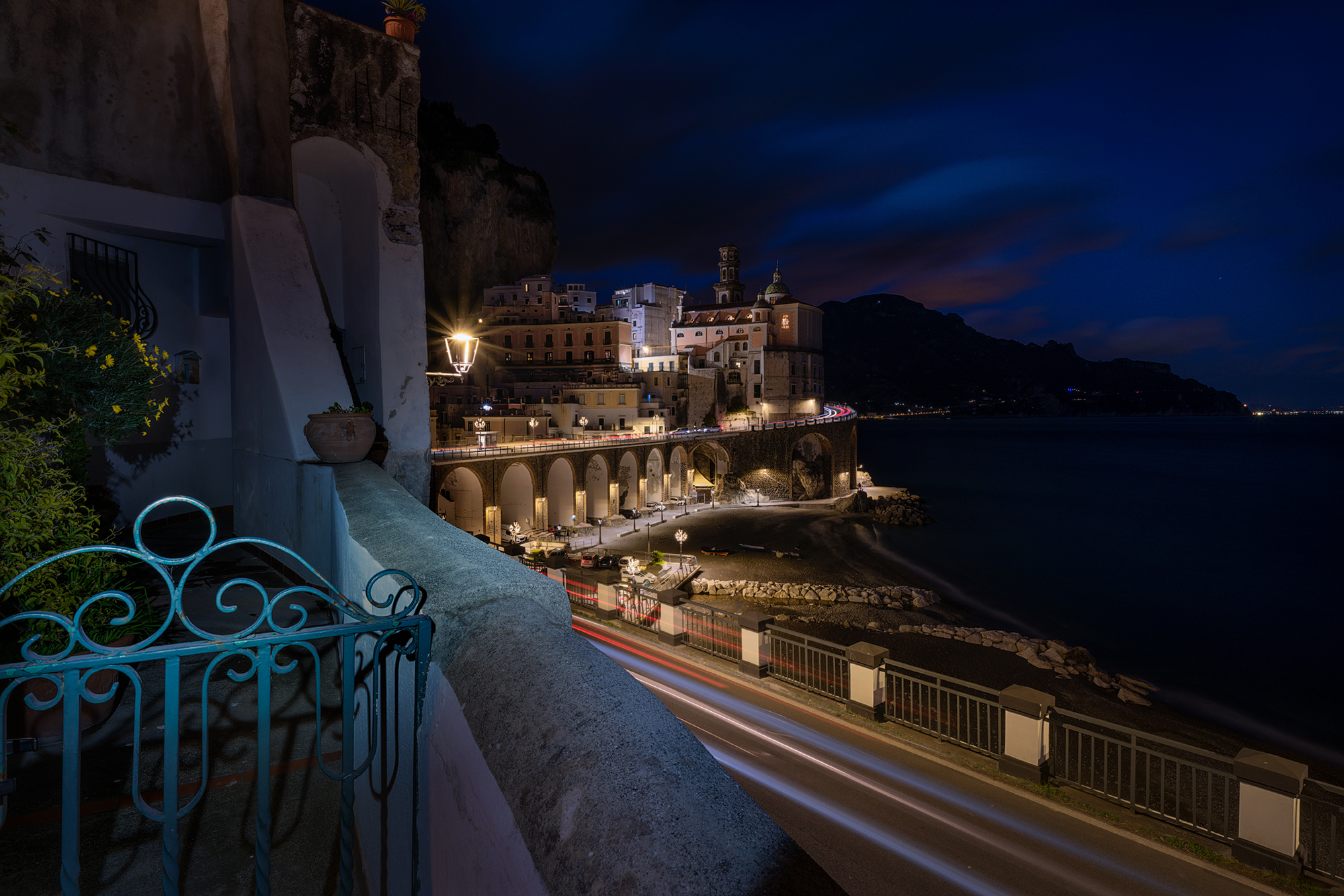sunset in Atrani on the Amalfi Coast