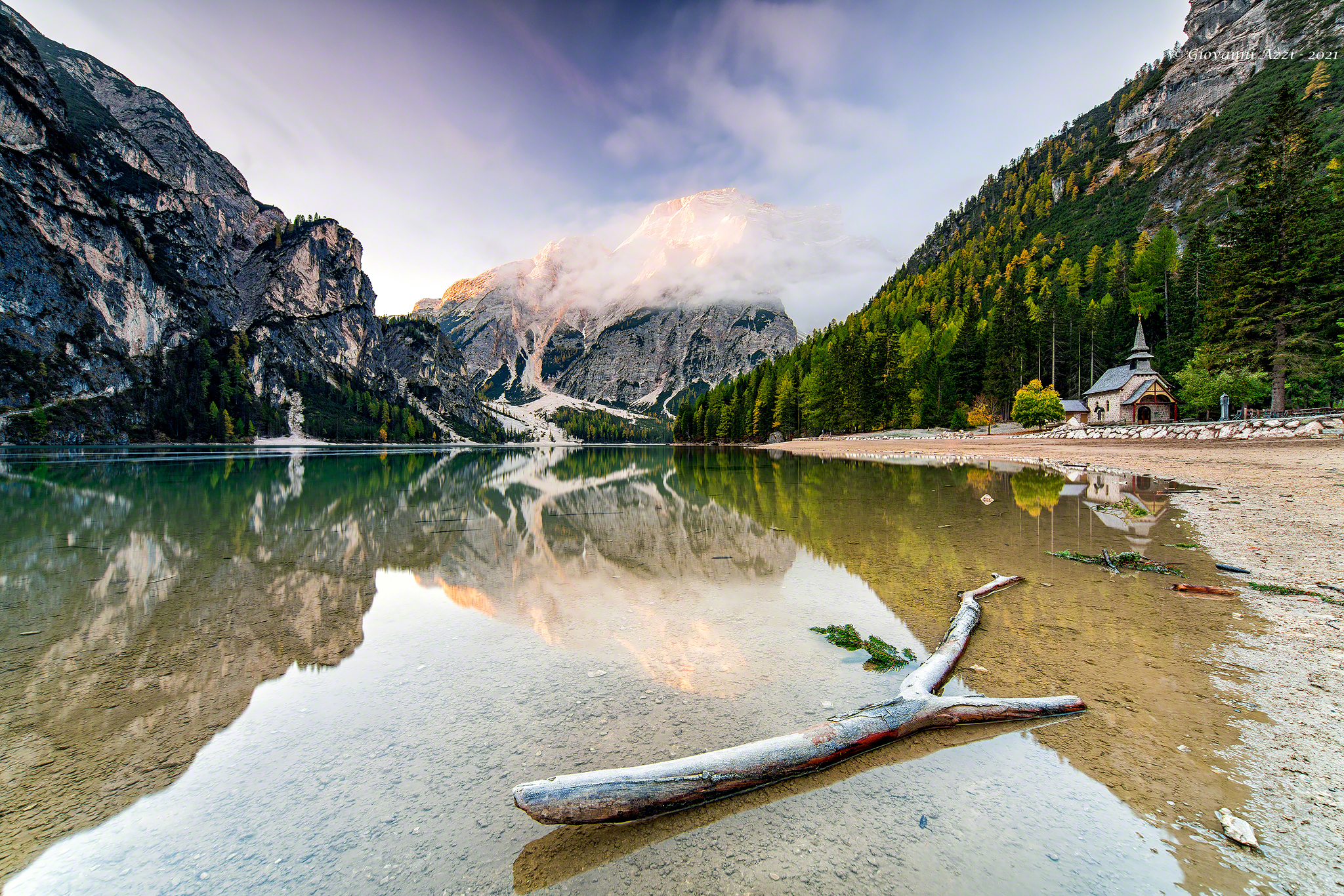 Autumn sunrise in Braies
