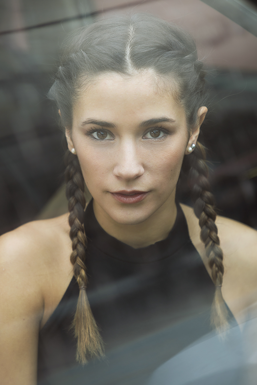 Luna through the car glass