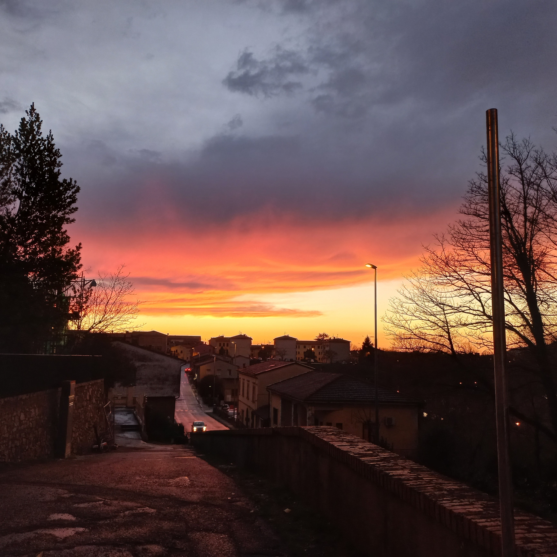 In front of the house, at sunset tonight