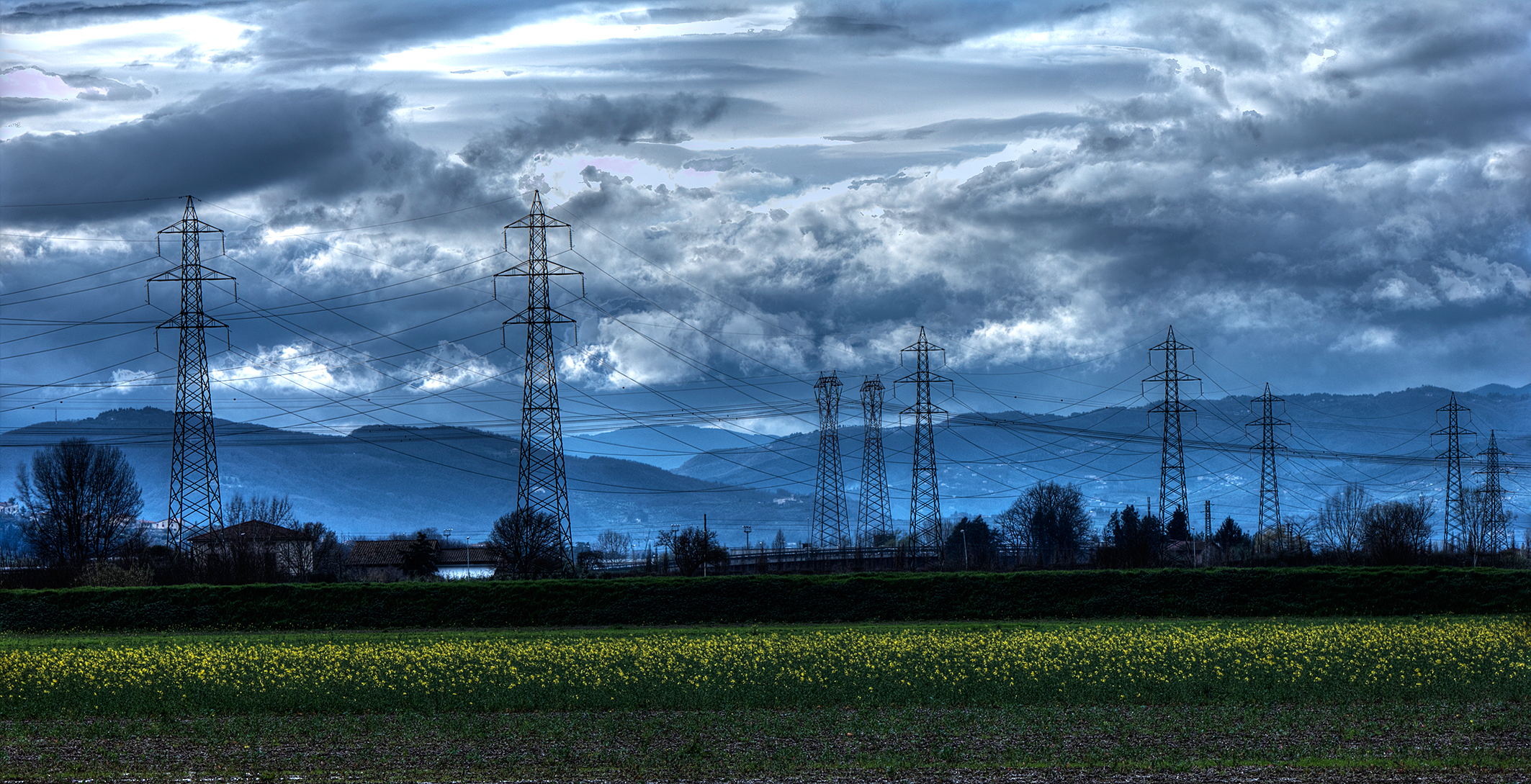 Row of pylons - Shot HDR