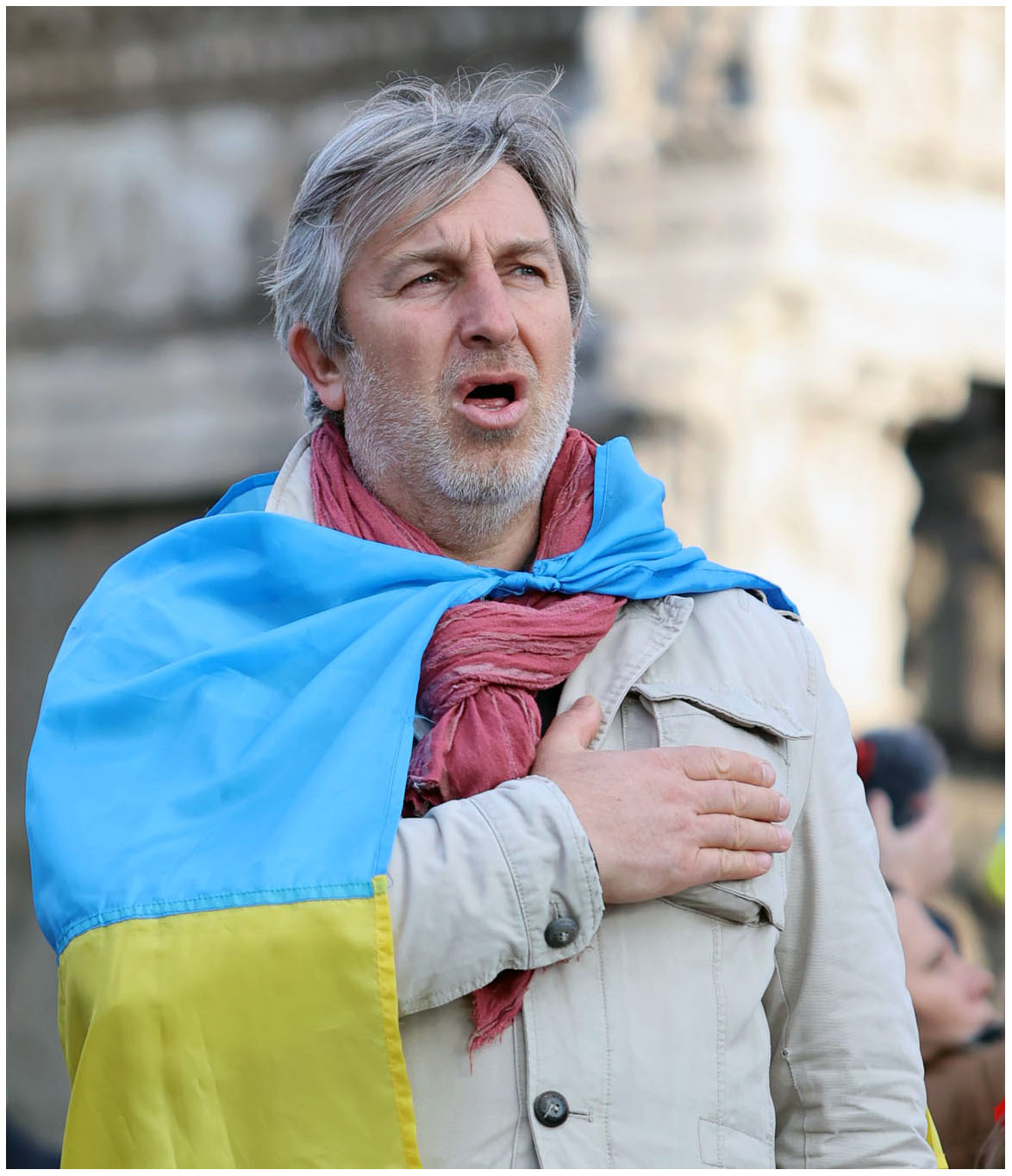 Singing the National Anthem of Ukraine
