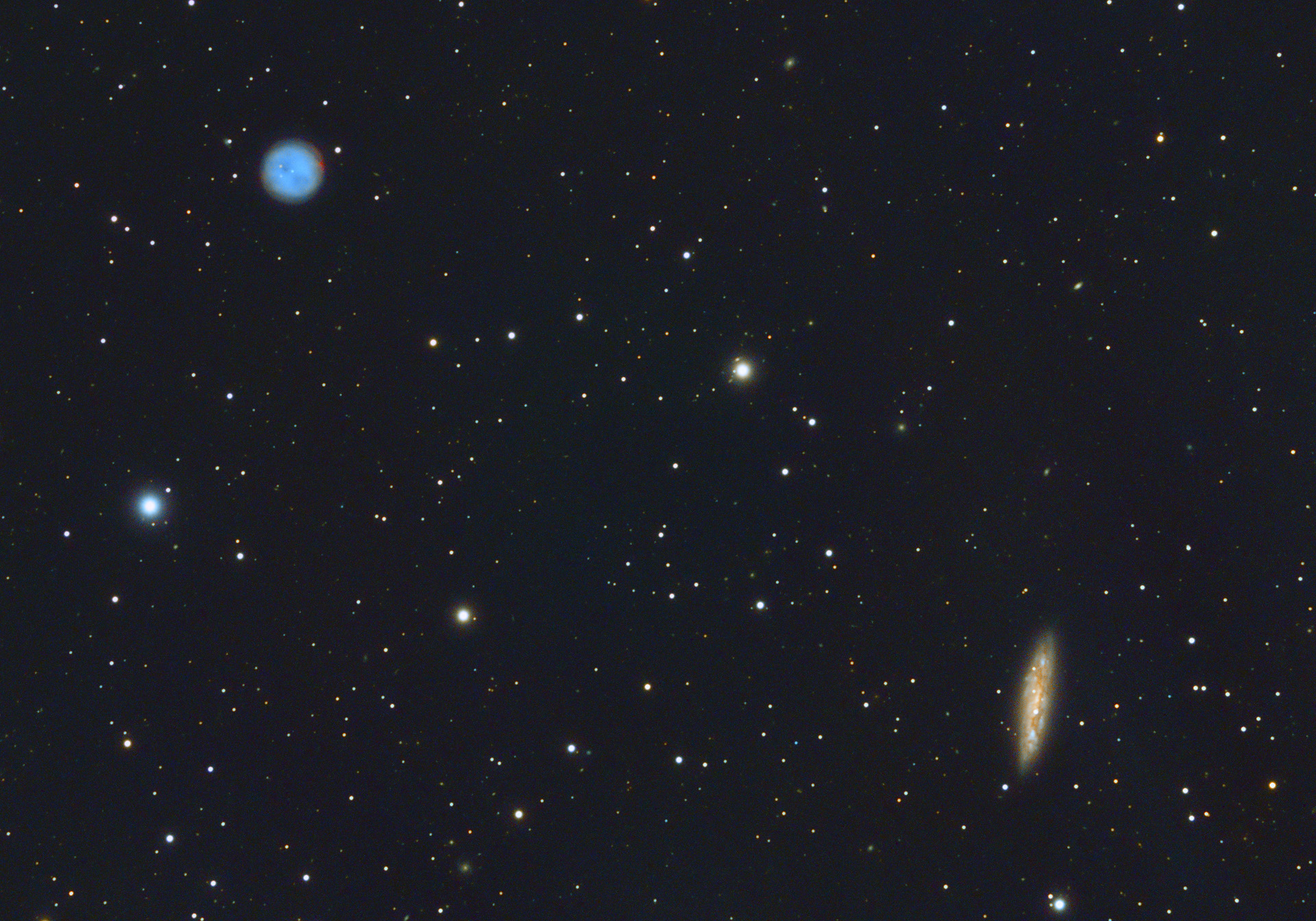 Owl Nebula and Galaxy Surfboard