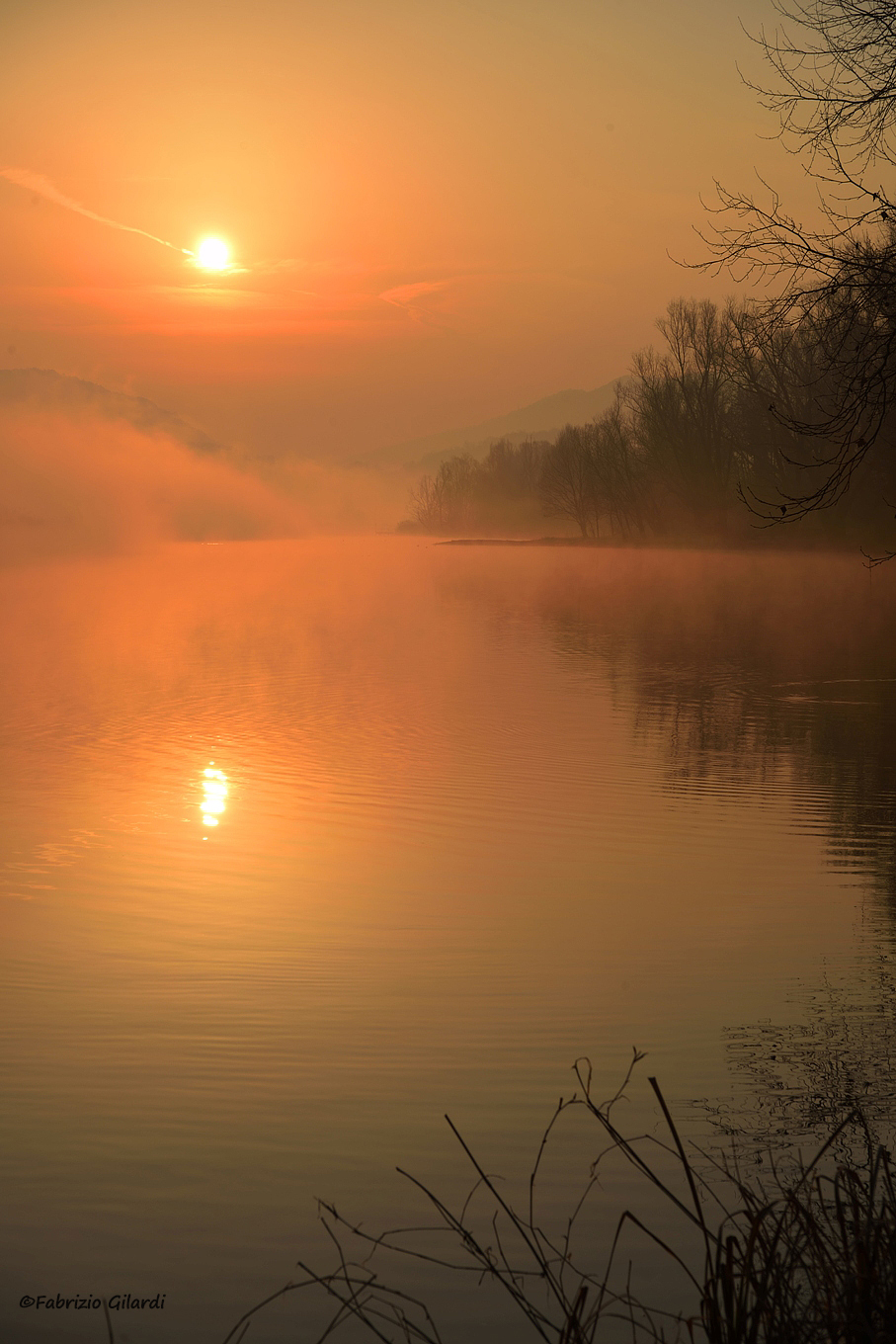 fiery sunrise on the Adda