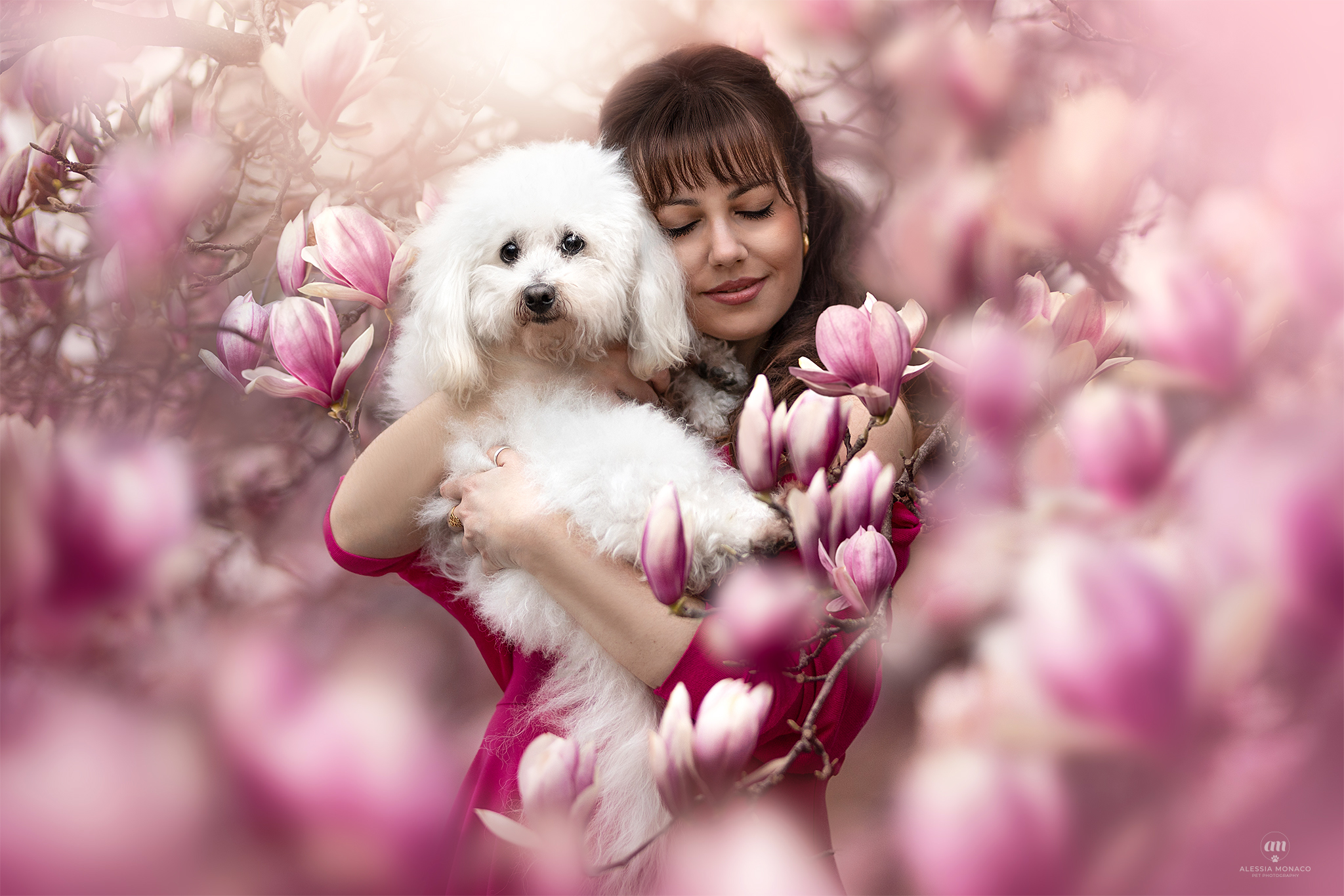 Syria and Oliver among the magnolias