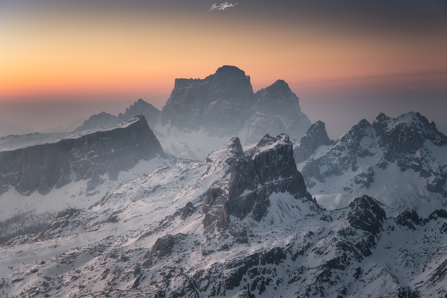 Pelmo and Averau from the Lagazuoi refuge