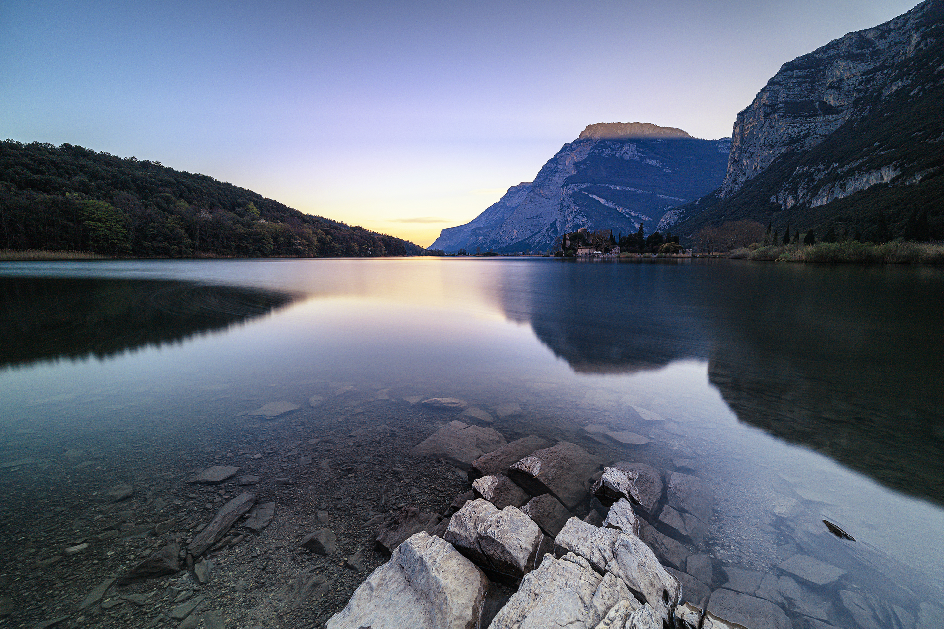 On the surface of the water