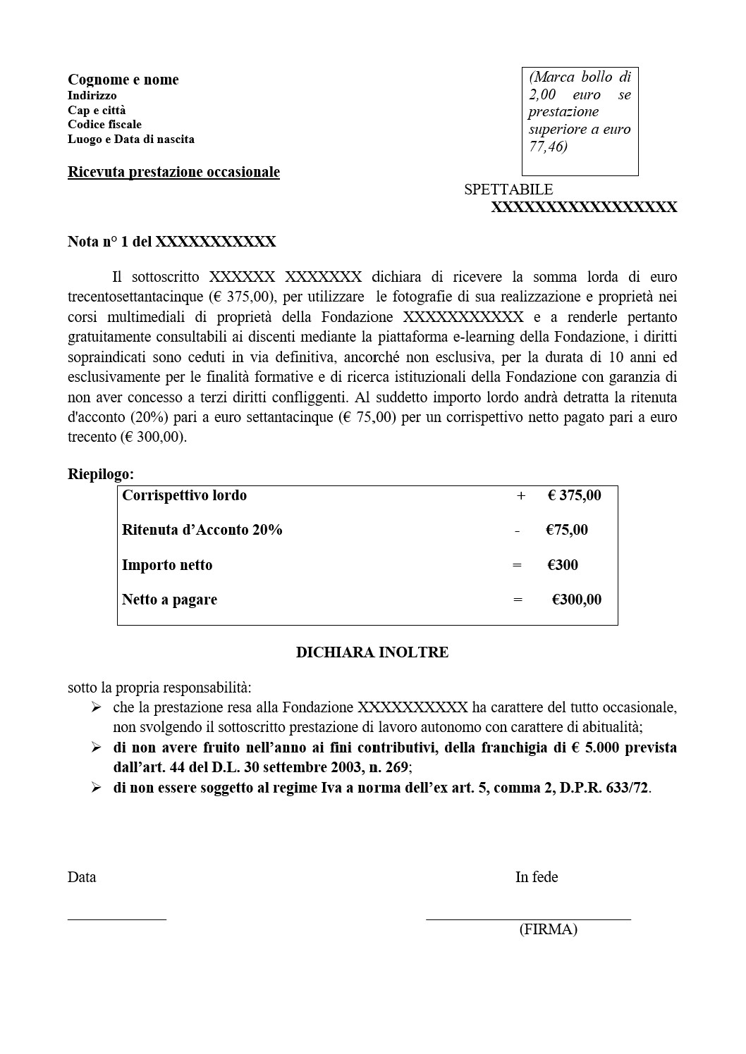 occasional performance