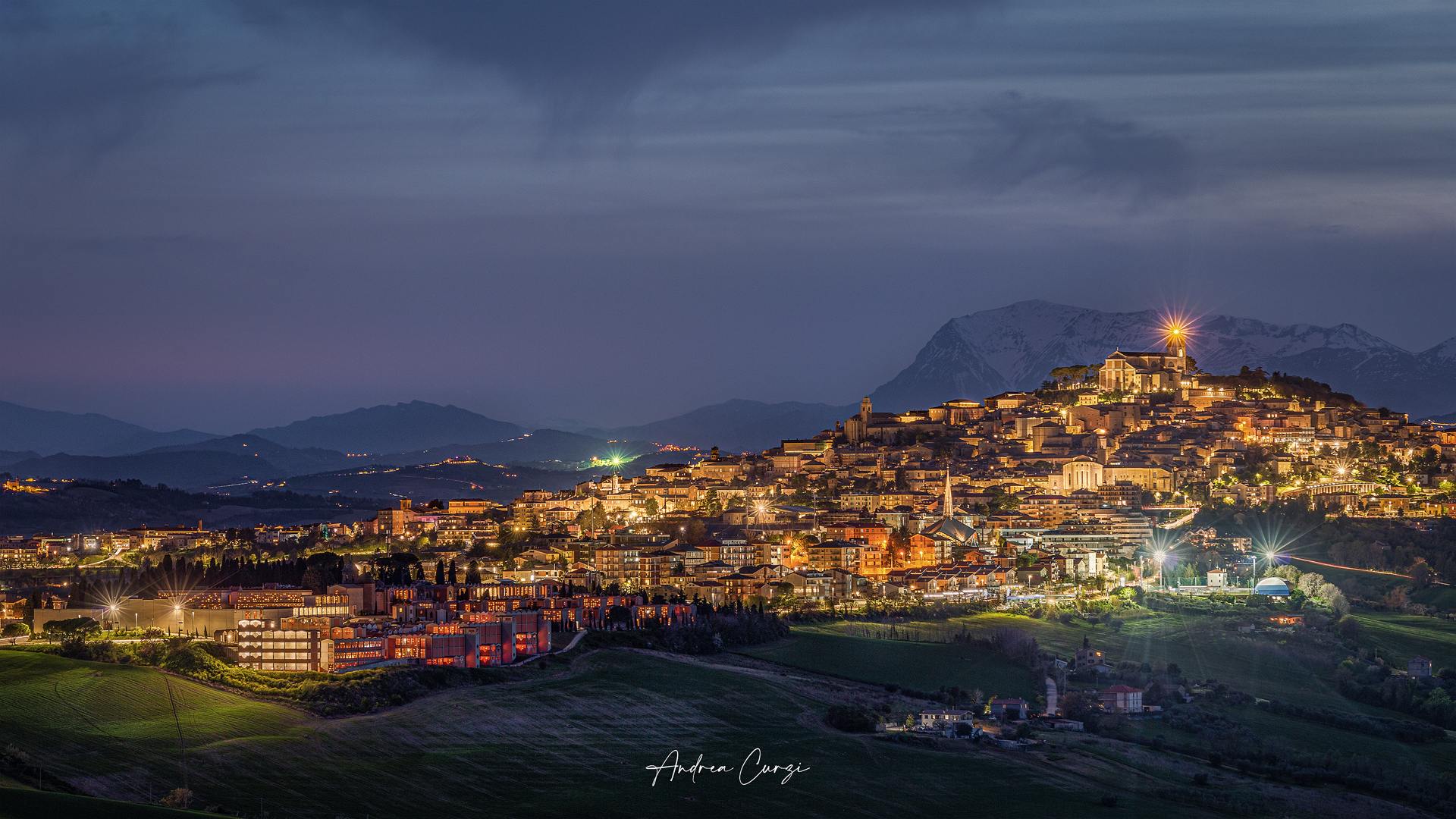 Panorama of Fermo and the Sibillini mountains