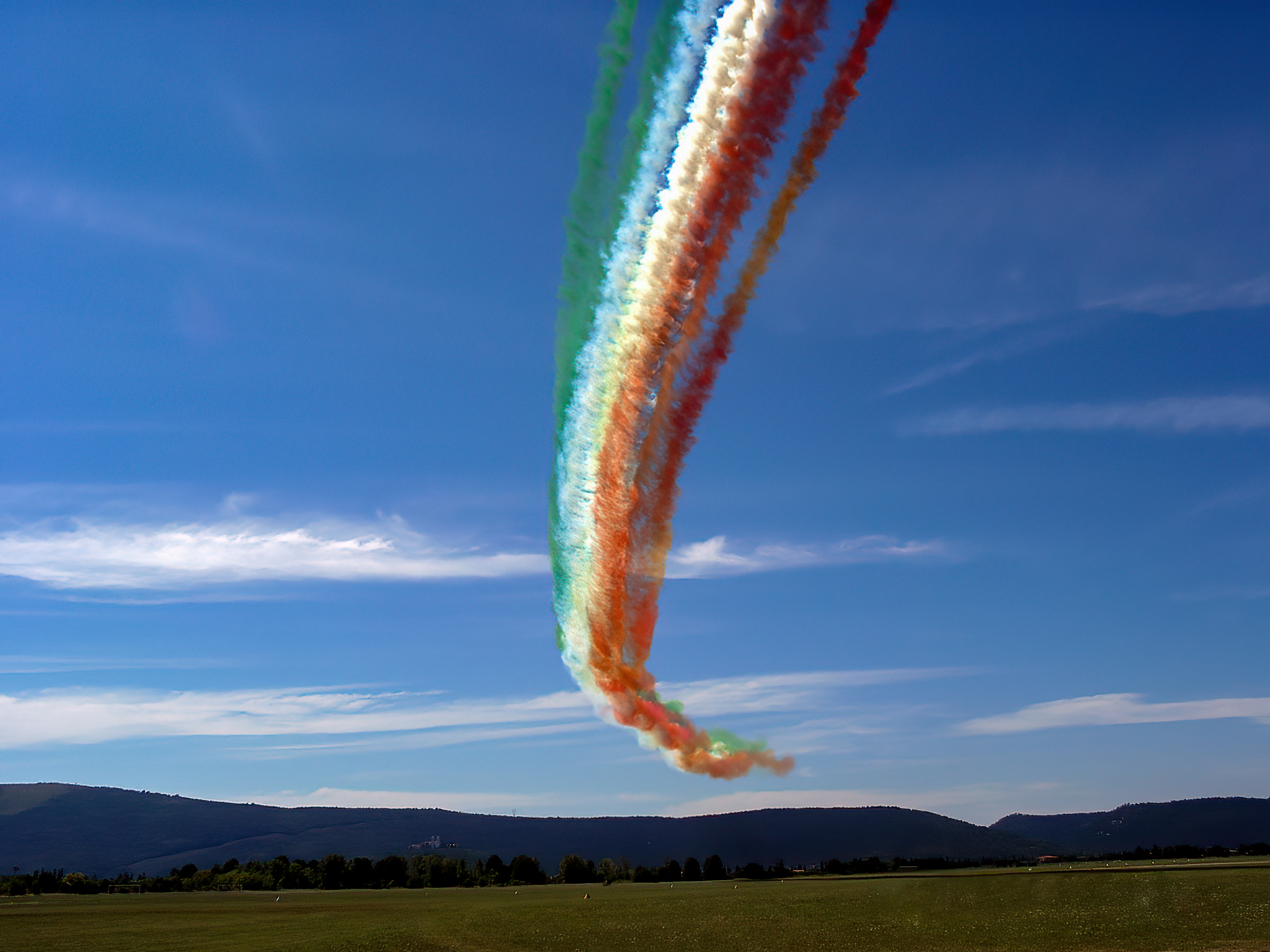 White, red and green