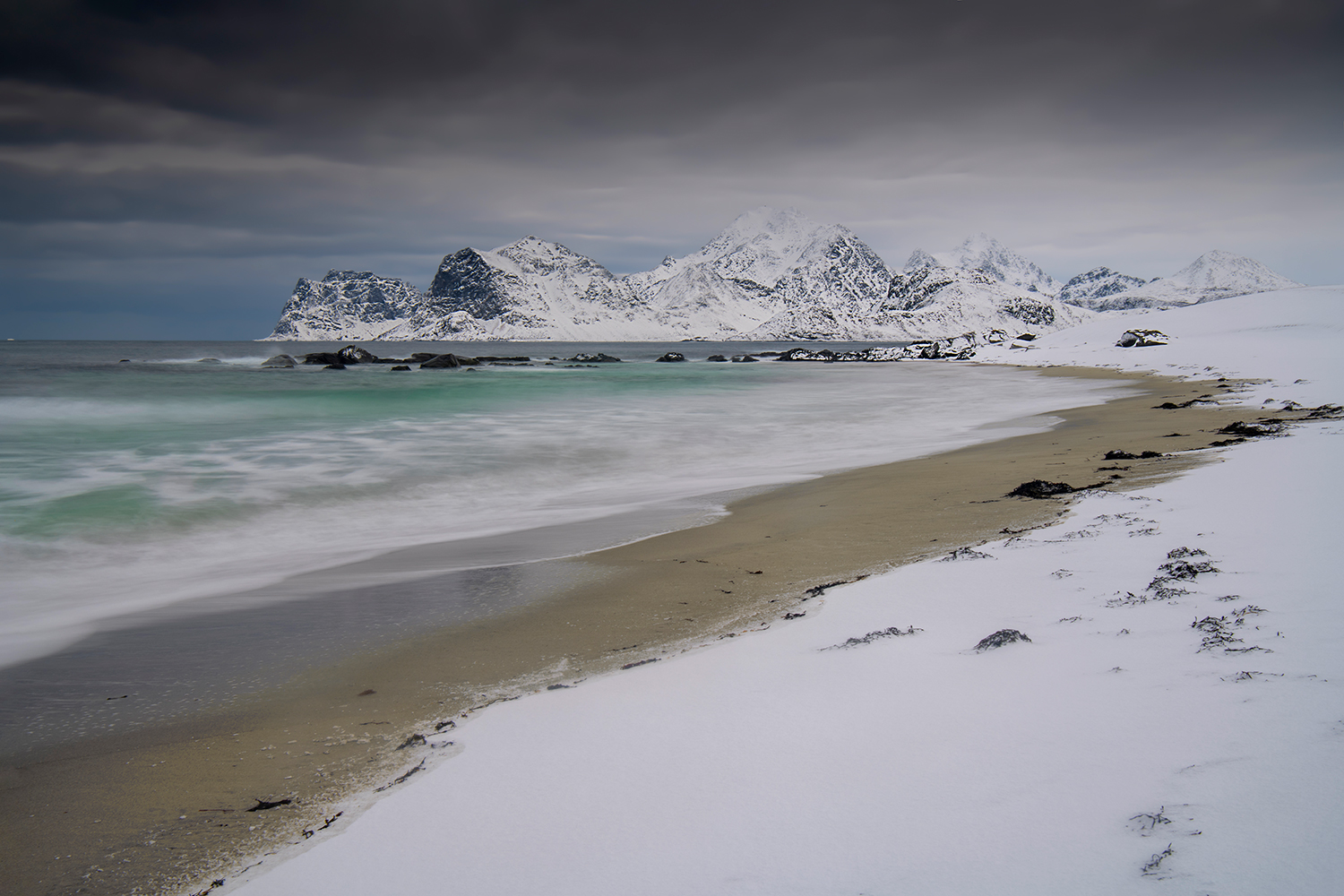 La spiaggia di Myrland in Inverno