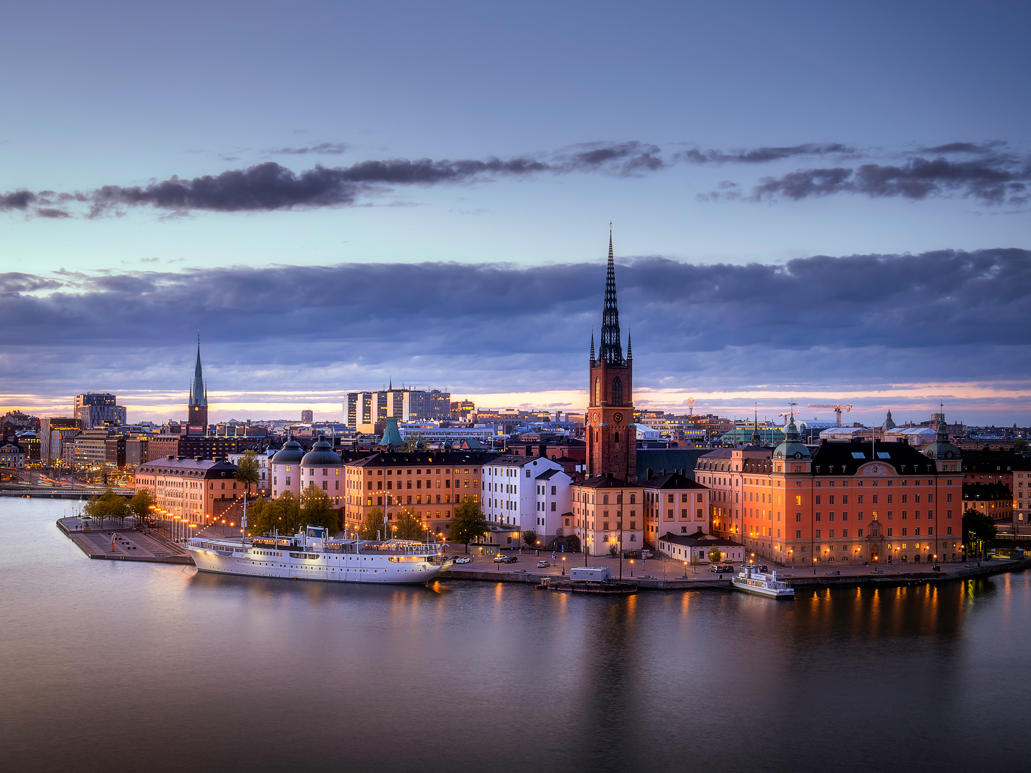 The first lights of the evening