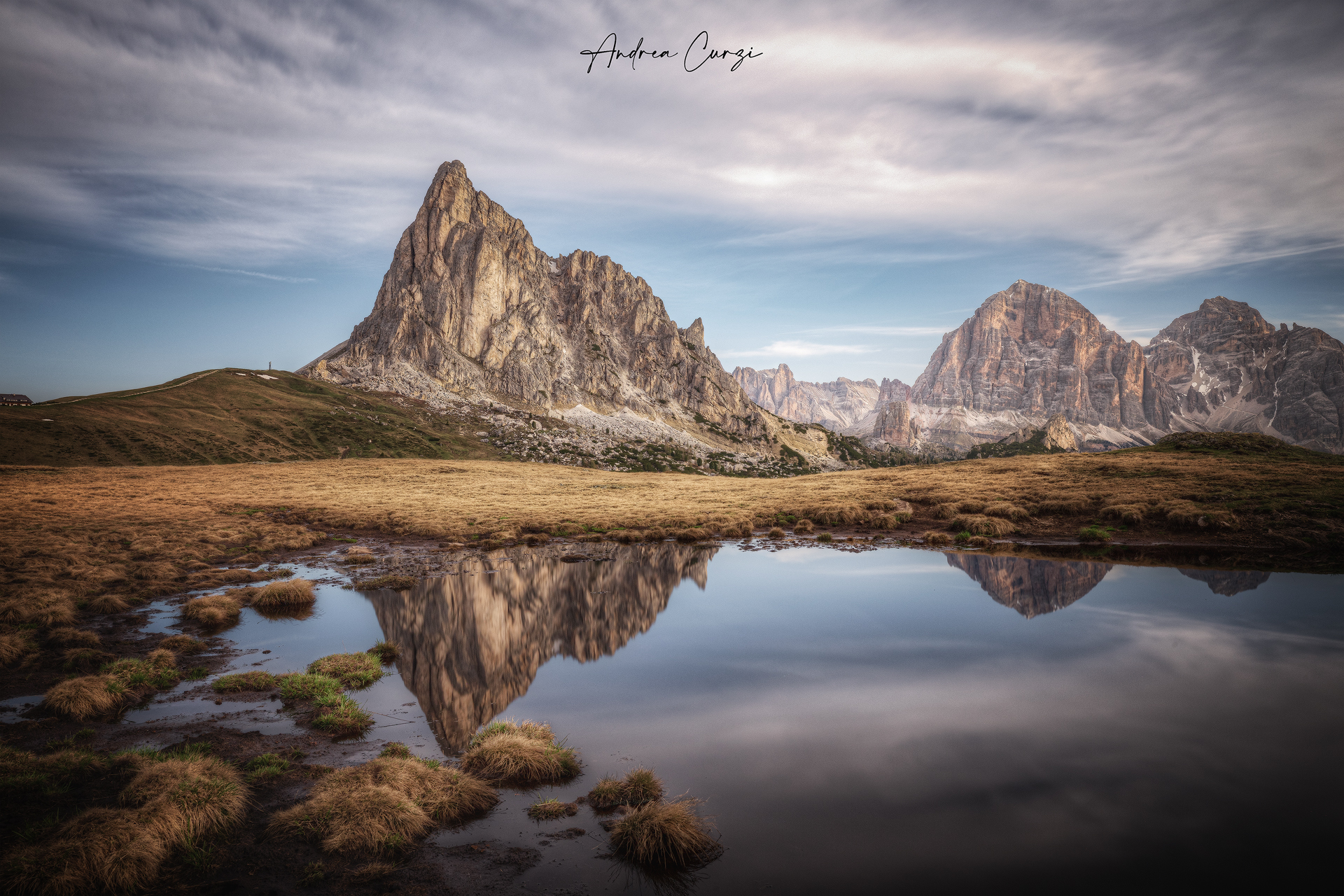 The mirror at dawn at Passo Giau