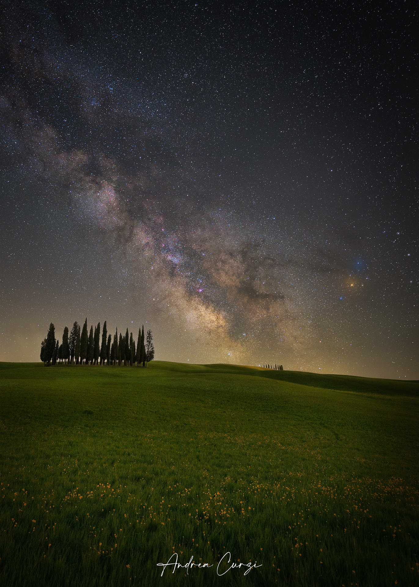 A classic Milky Way with Cypresses in Val D'orcia