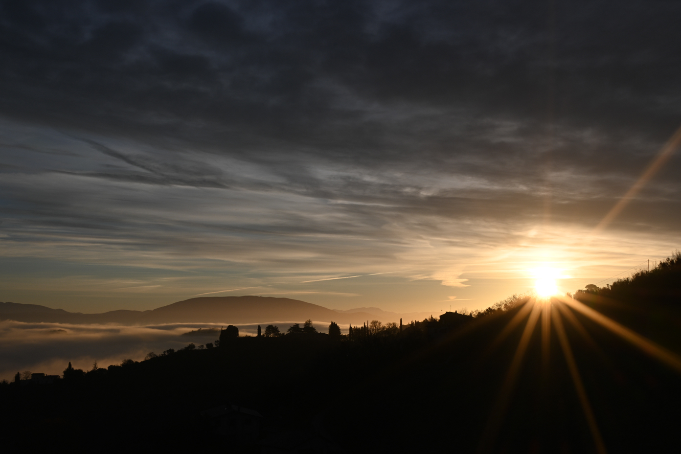 Rays of sun at dawn