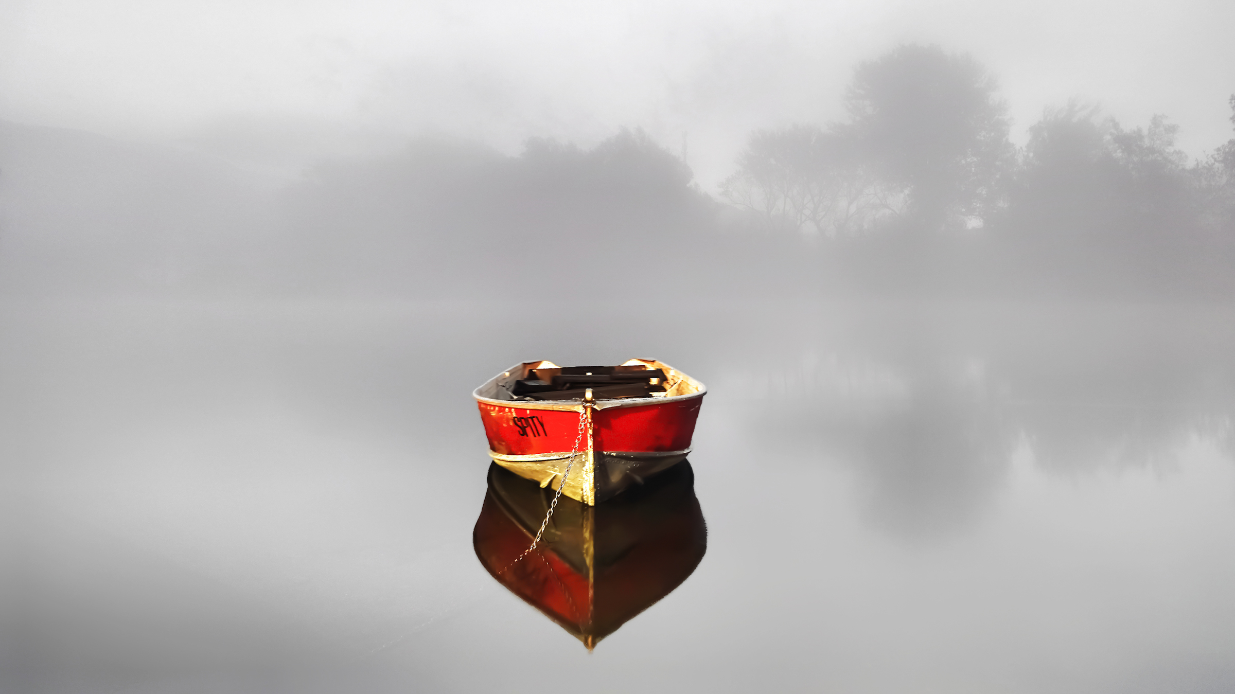 The red boat in the void